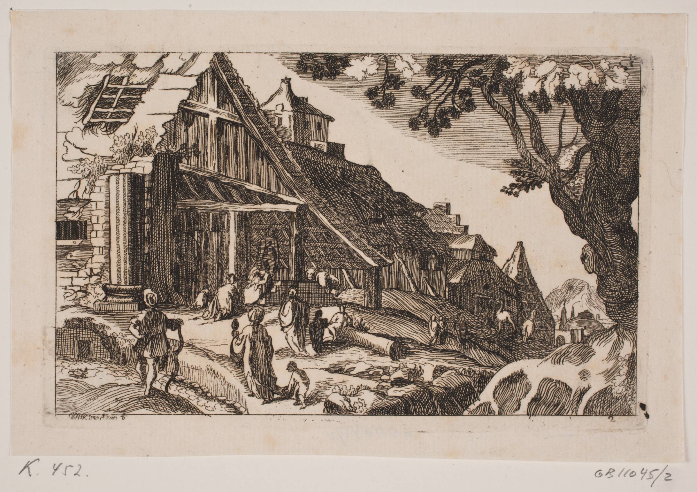 Landskab med den hellige familie og de hellige tre konger, Hans Jørgen Kirksteen, 1746