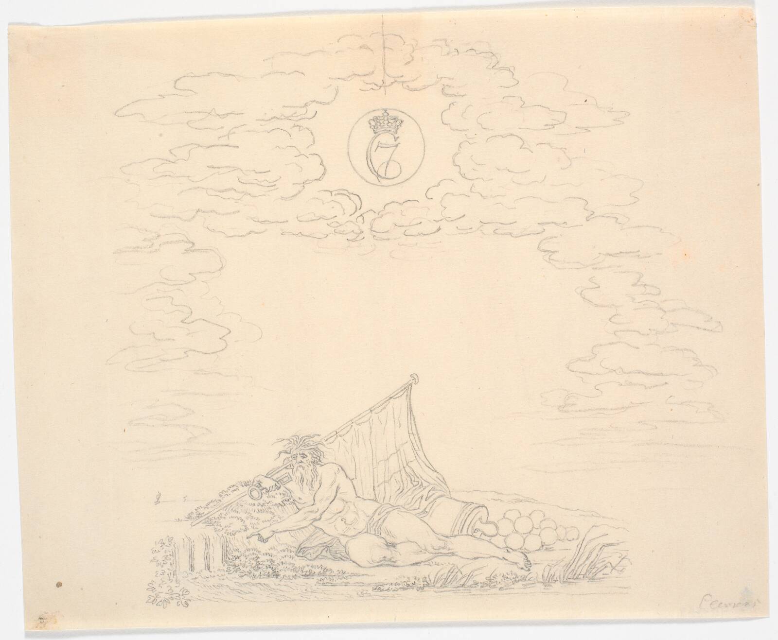 Titelvignet til et søkort: "Kaart over Belterne og Sundet", by J.F. Clemens, 1799