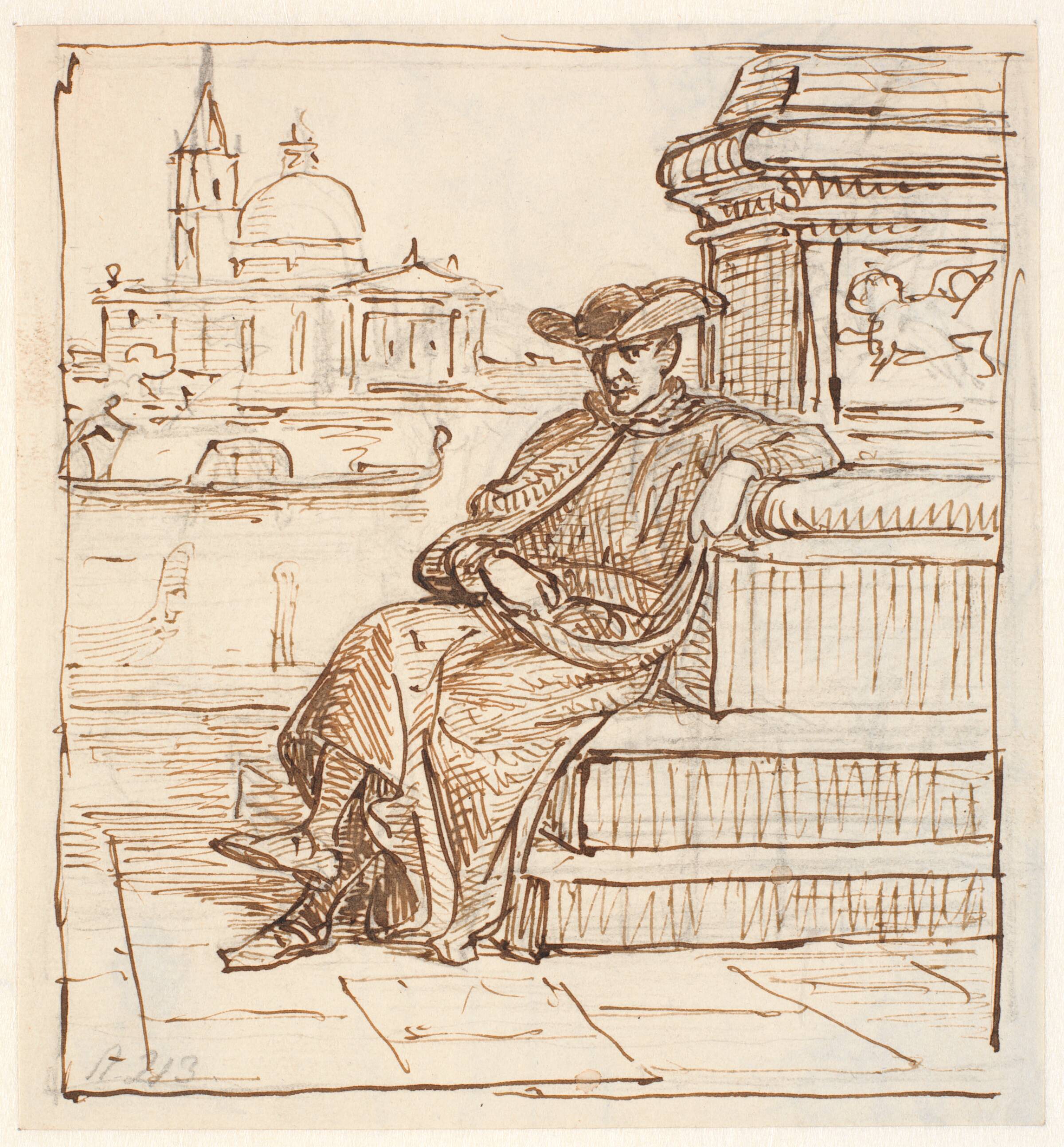 Præst ved Marenssøjlen på Piazettaen, Wilhelm Marstrand, 1810-1873