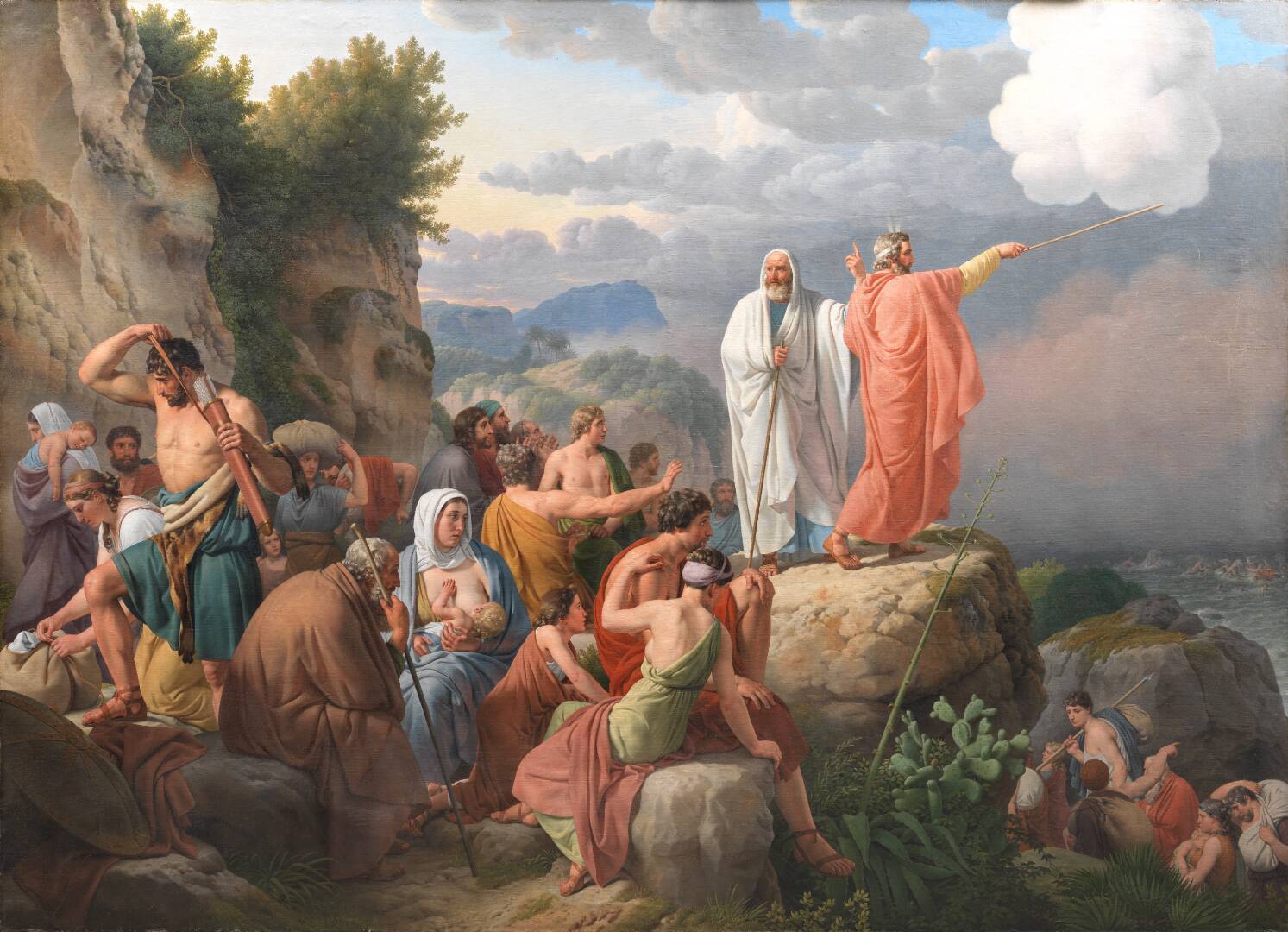 Moses lader Det Røde Hav vende tilbage og Faraos hær oversvømmes, by C.W. Eckersberg, 1815