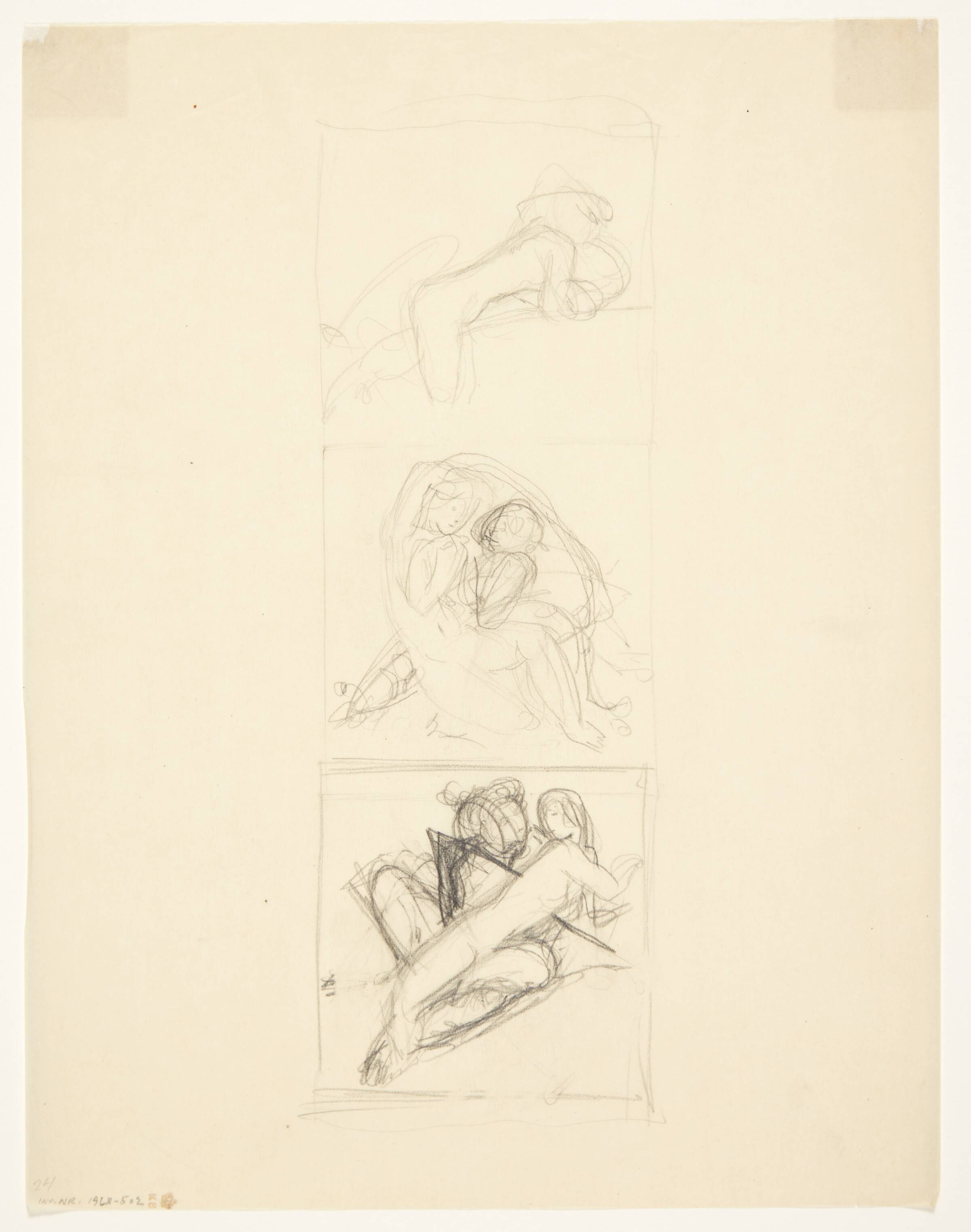 Tre udkast til relieffer eller statuetter. Elskovspar, Gerhard Henning, 1920-1929