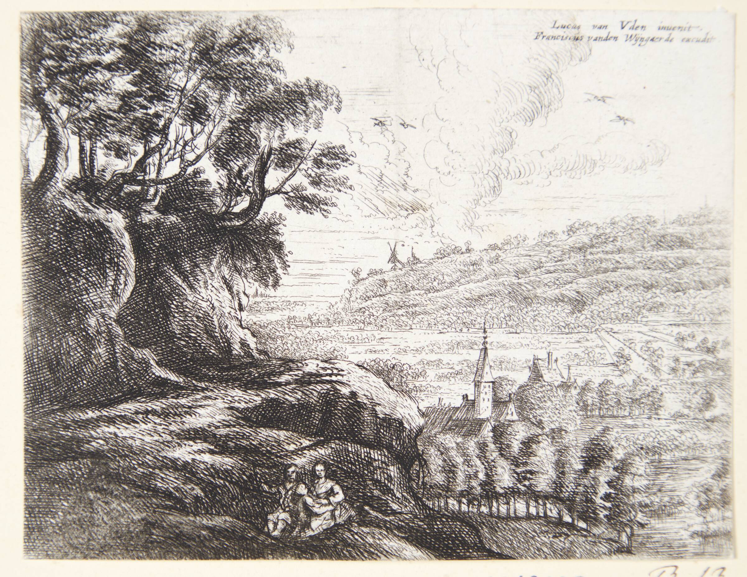 Landskab med en siddende familie, Philips Augustijn Immenraet, 1627-1679