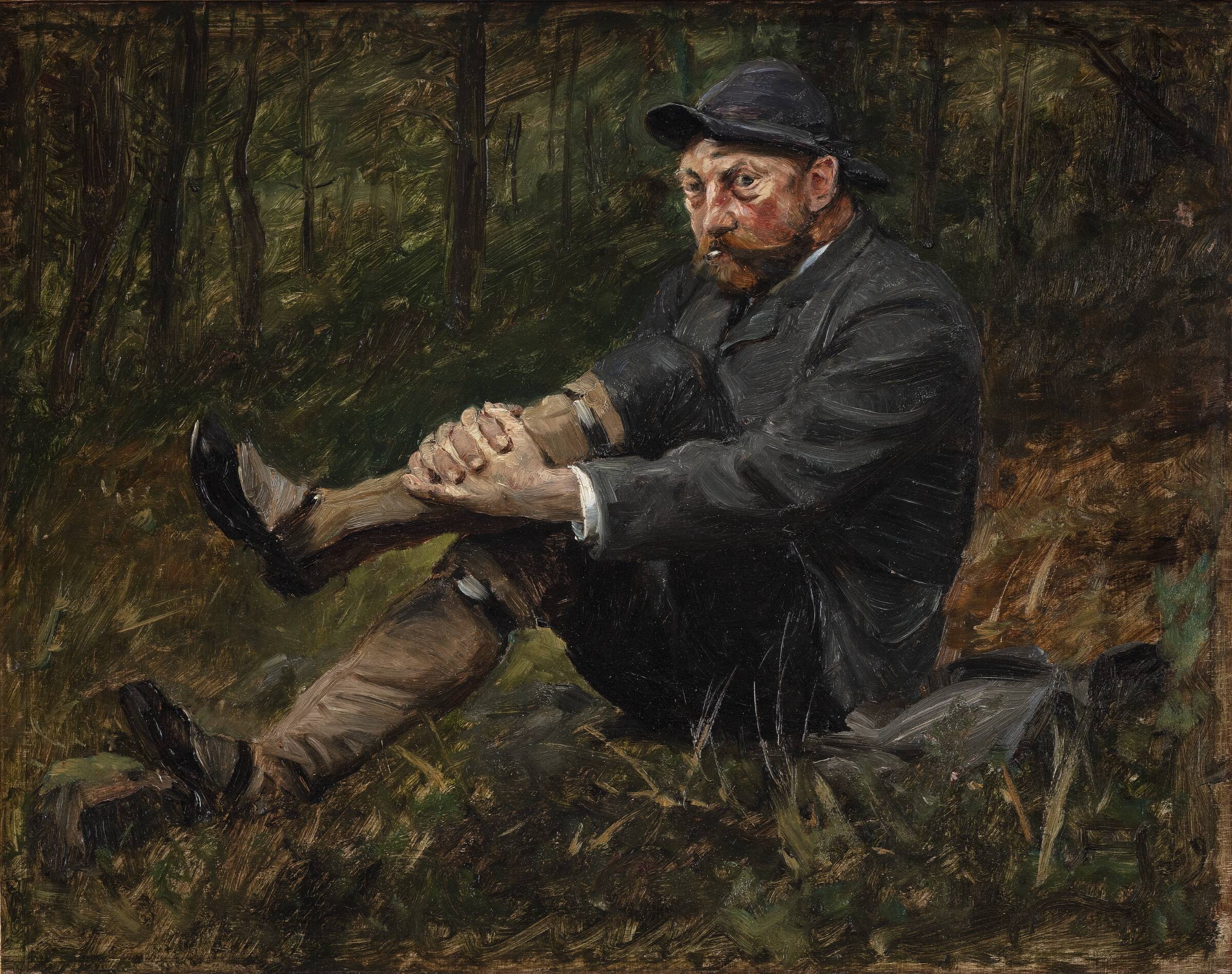 Arkitekten Thorvald Bindesbøll i en granskov på Kullen, August Jerndorff, 1889