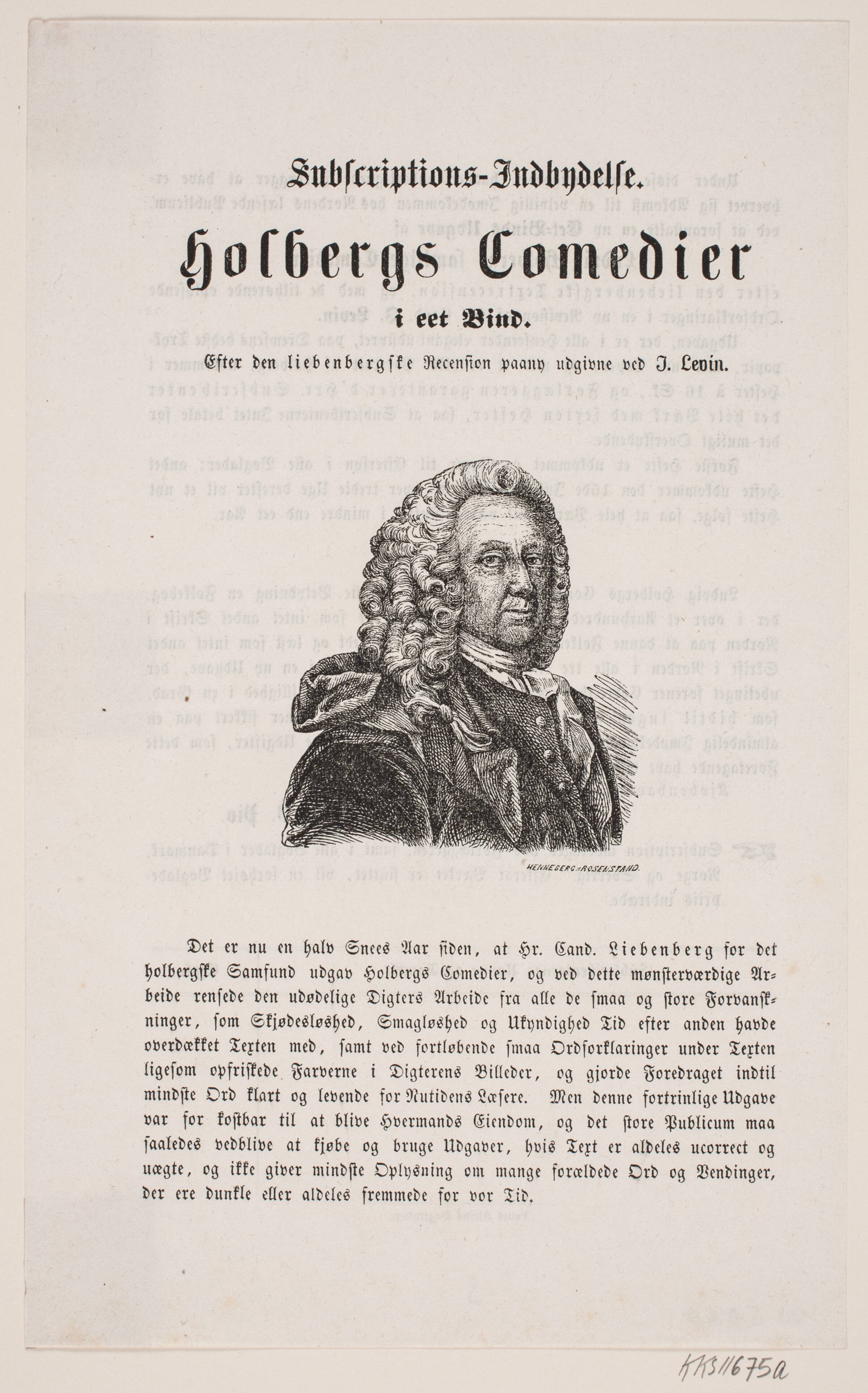 L. Holberg, Johan Frederik Rosenstand, 1826-1893