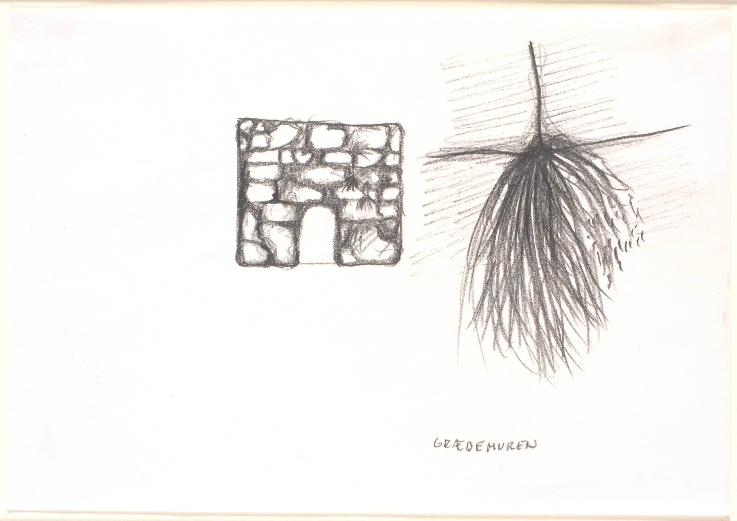 Udkast til skulptur; objektgruppe til skulpturudstilling i Eventyrhaven, Odense, Dorte Dahlin, 1984