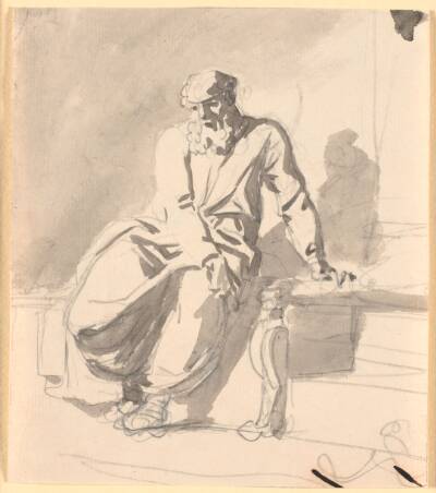 En siddende antik mandsfigur, antagelig Anacreon