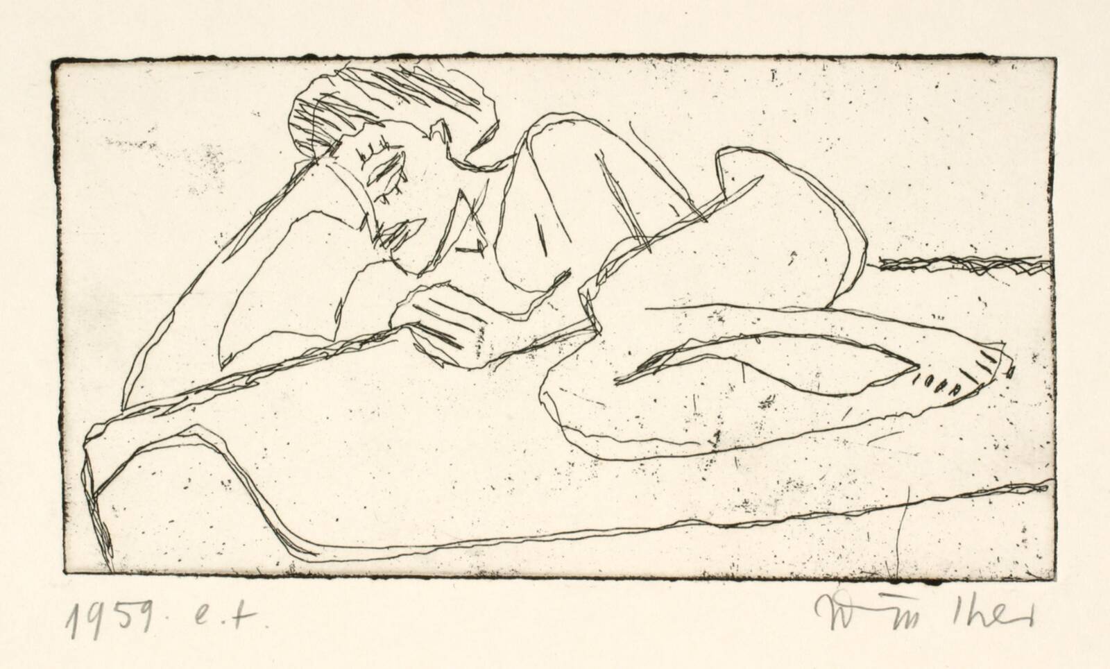 Francis liggende, pause, Richard Winther, 1959