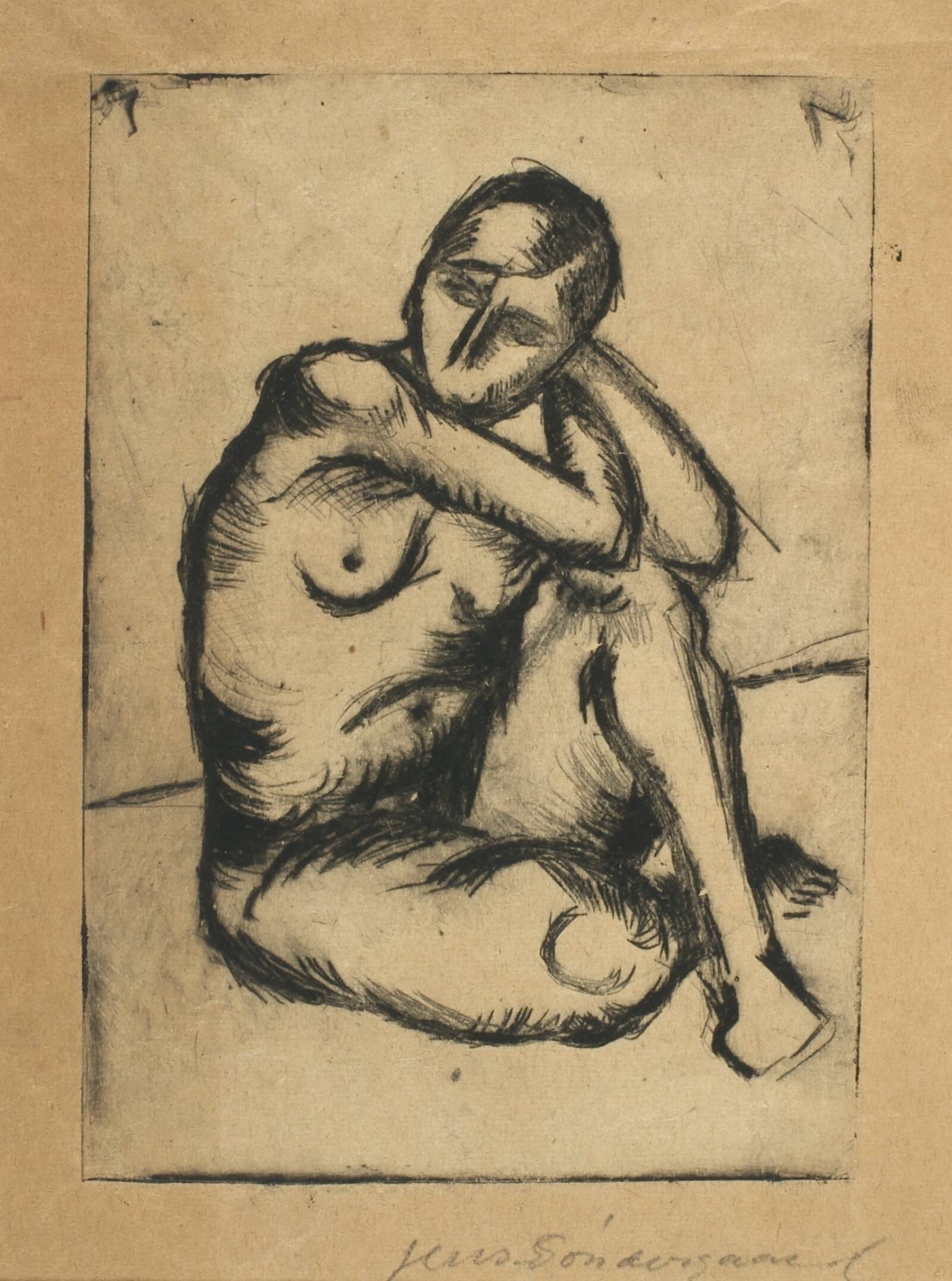 Siddende nøgen kvinde, Jens Søndergaard, 1925