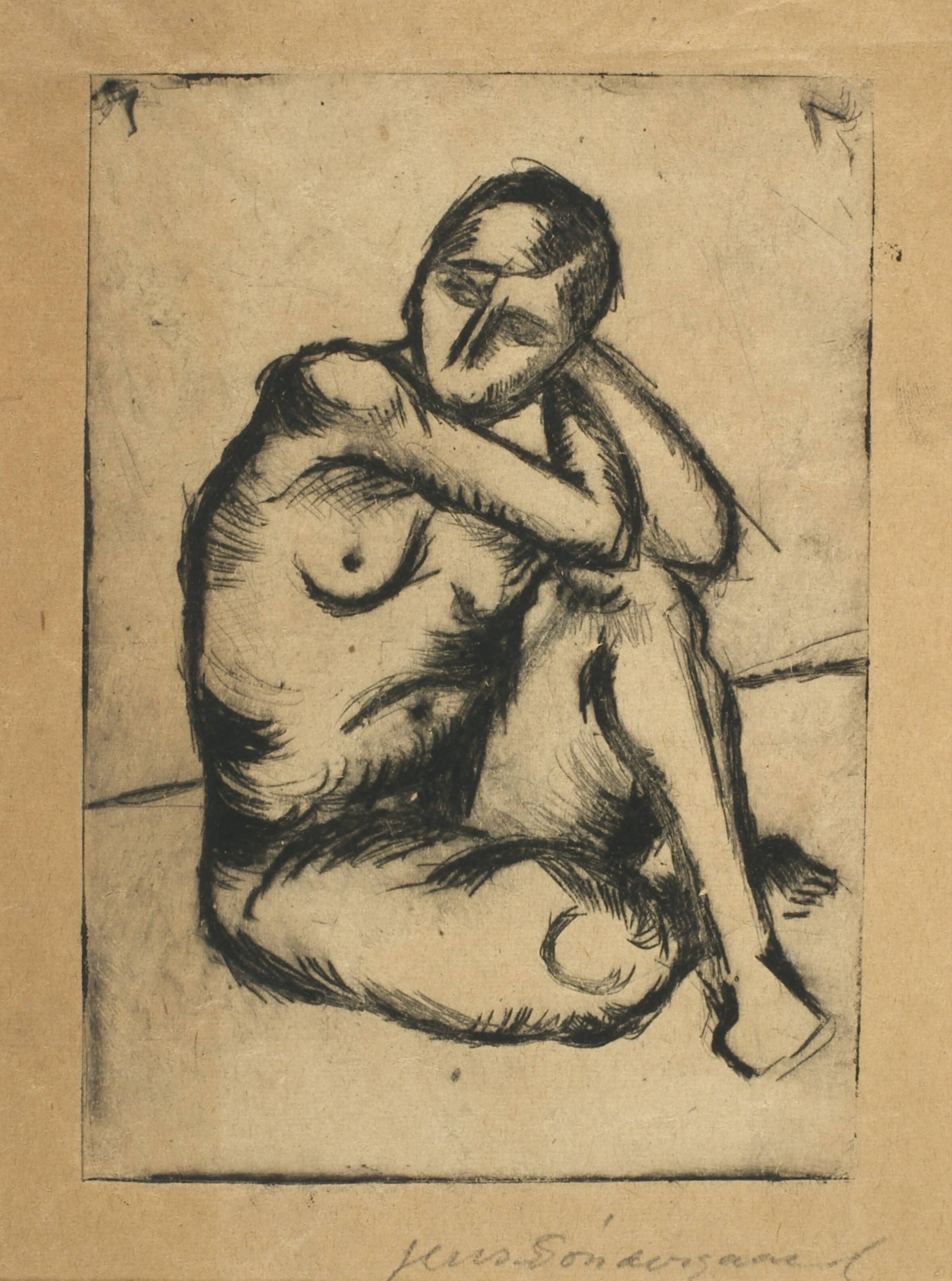Siddende nøgen kvinde, Jens Søndergaard, 1925