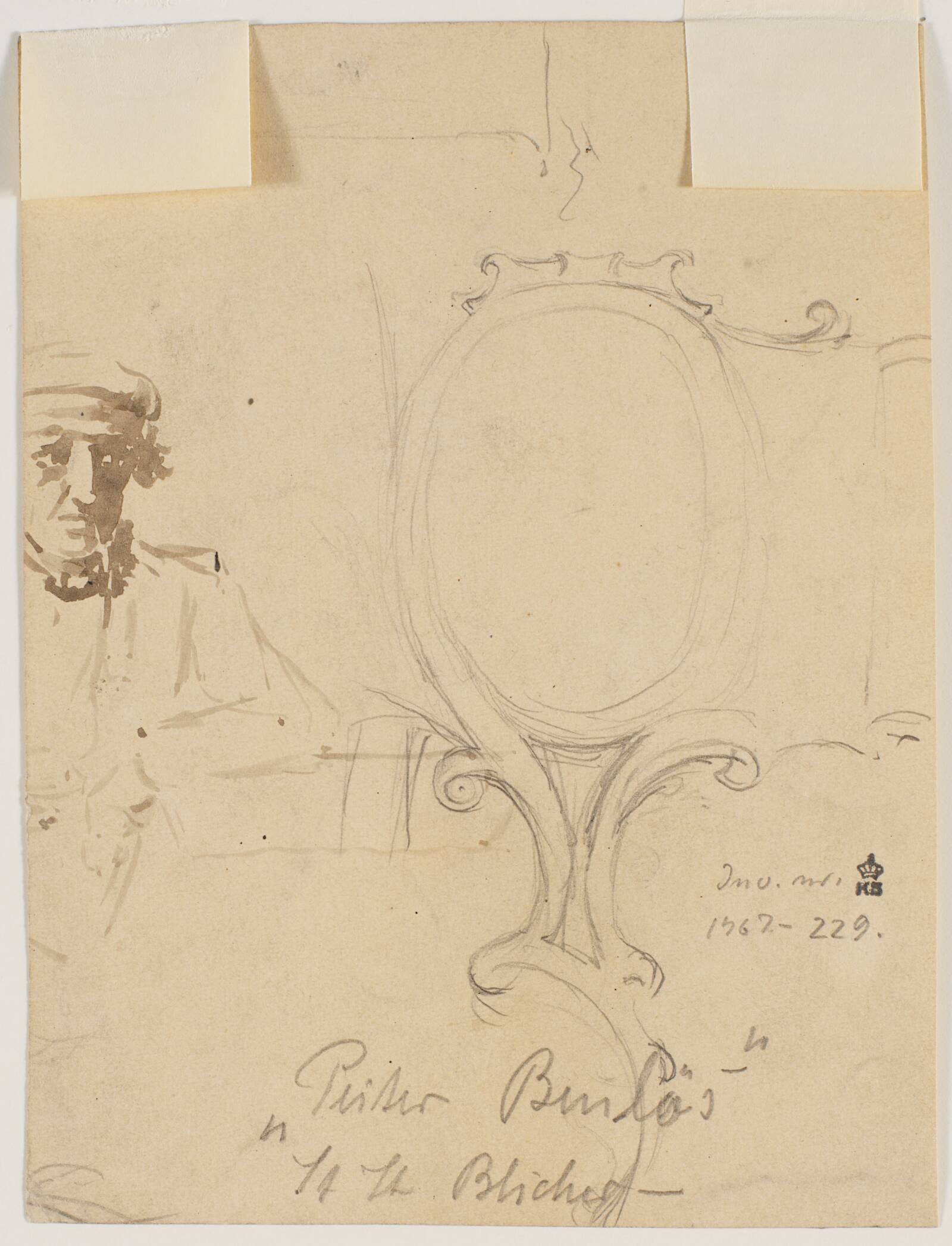 Studie af siddende mand med kasket, Hans Smidth, 1839-1917