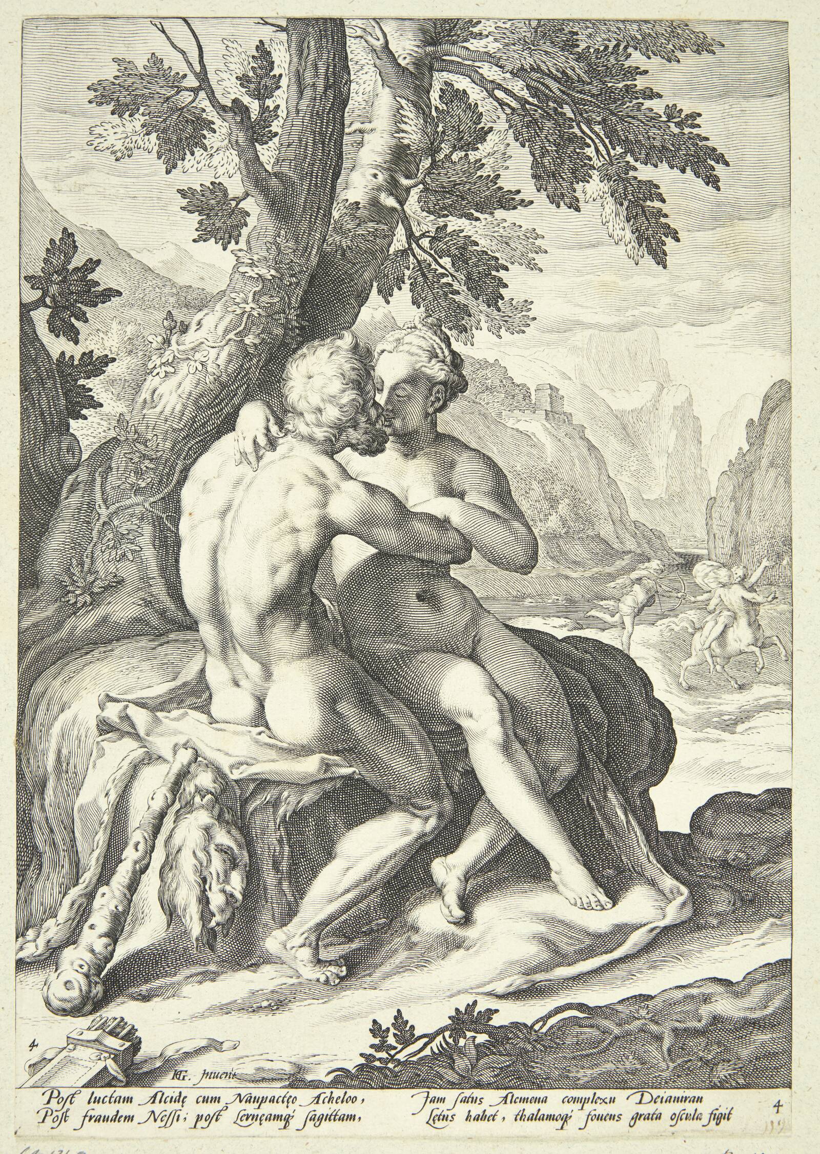 Herkules og Dejanira, Jacob Matham, 1588-1591