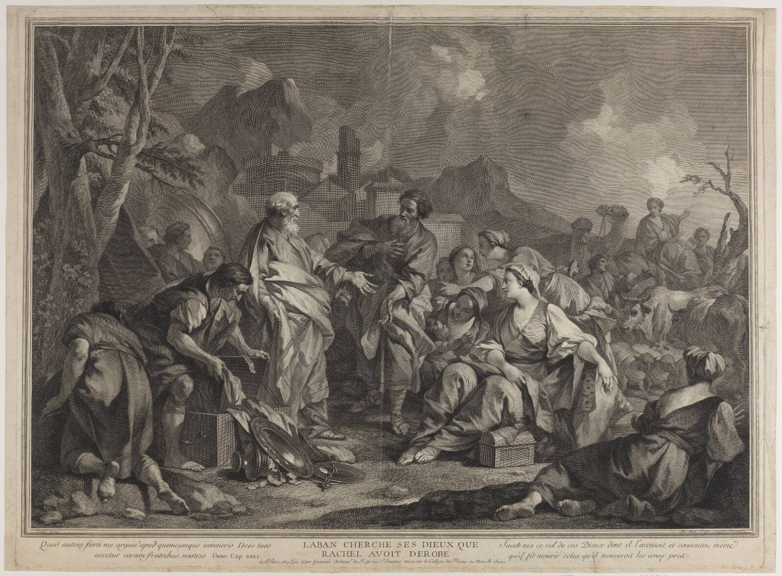 Laban leder efter sine afguder, J.M. Preisler, 1740