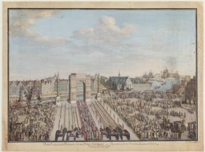 Hans Kongelige Hoyhed Arveprinds Frederic og Prindscesce Sofie Frederikes Intog i Kiöbenhavn. Den 17iede October 1774.