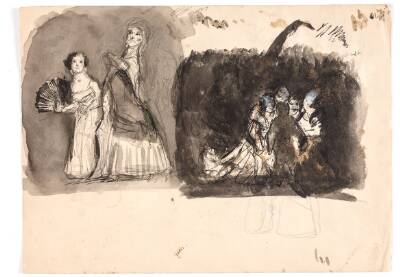 Karnevalsscene samt studie til "Diogenes" (?)