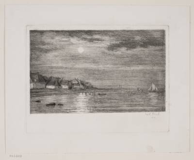 Strandparti ved Hellebæk. Måneskin