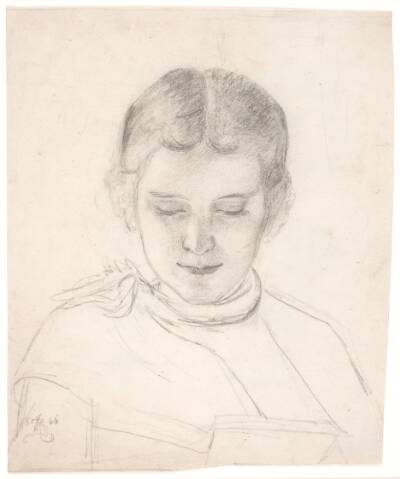 Kunstnerens søster, Elizabeth Zahrtmann, læsende