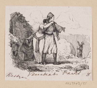 Illustration til "Venskabs-Pagten" i H.C. Andersen, "Eventyr og Historier", Bind 1