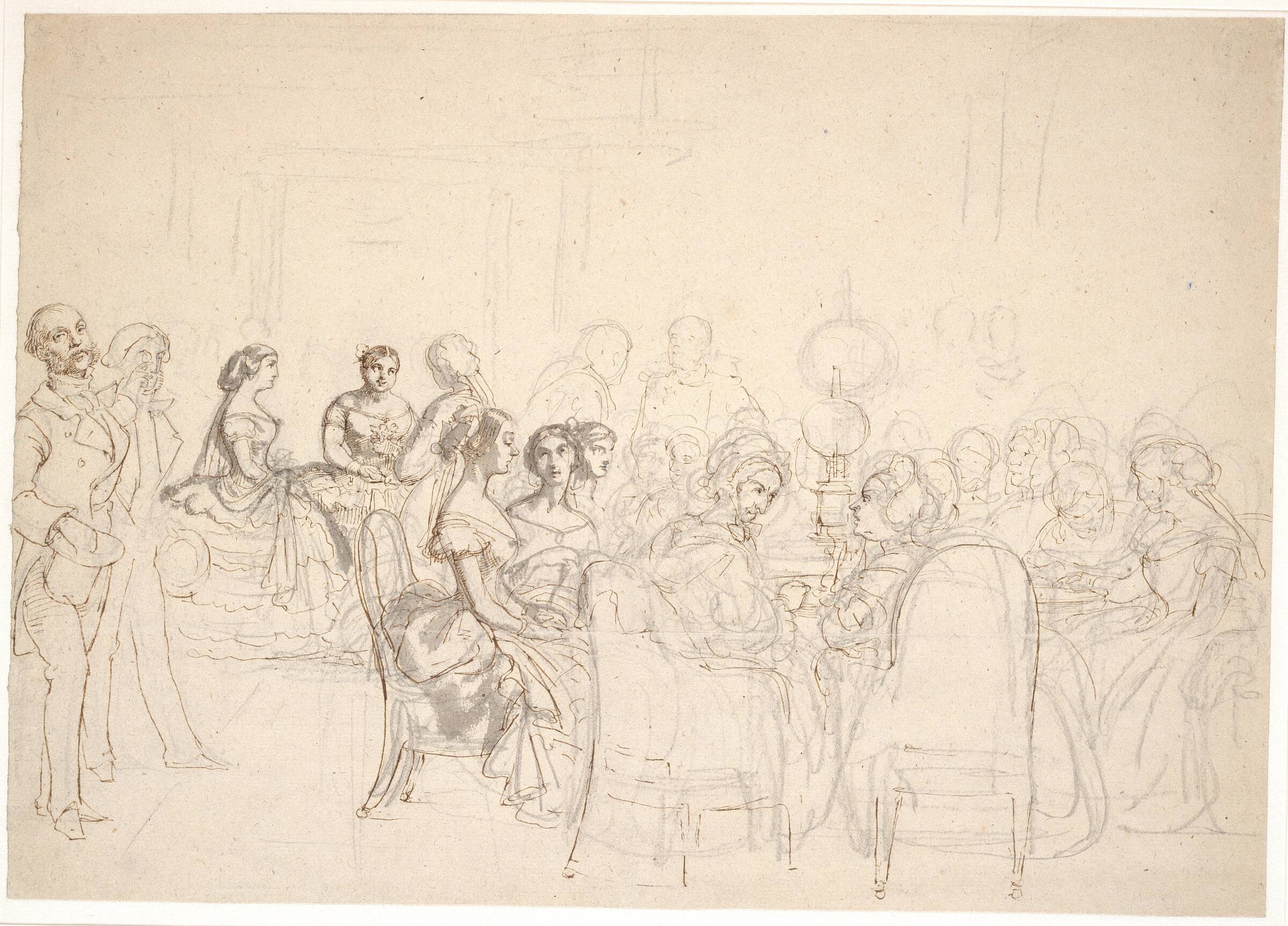 Aftenselskab hos prinsesse Charlotte Frederikke i Rom, Wilhelm Marstrand, 1740-1840