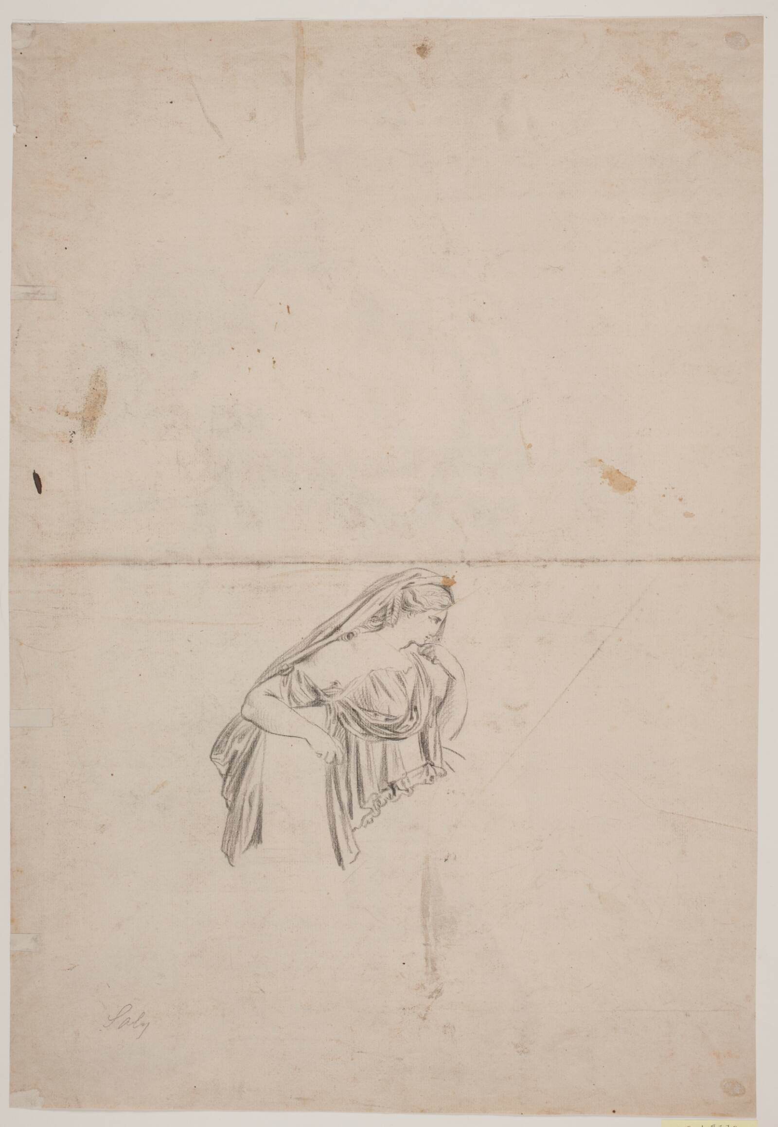 Studie til sørgende kvindefigur, Jacques François Joseph Saly, 1717-1776