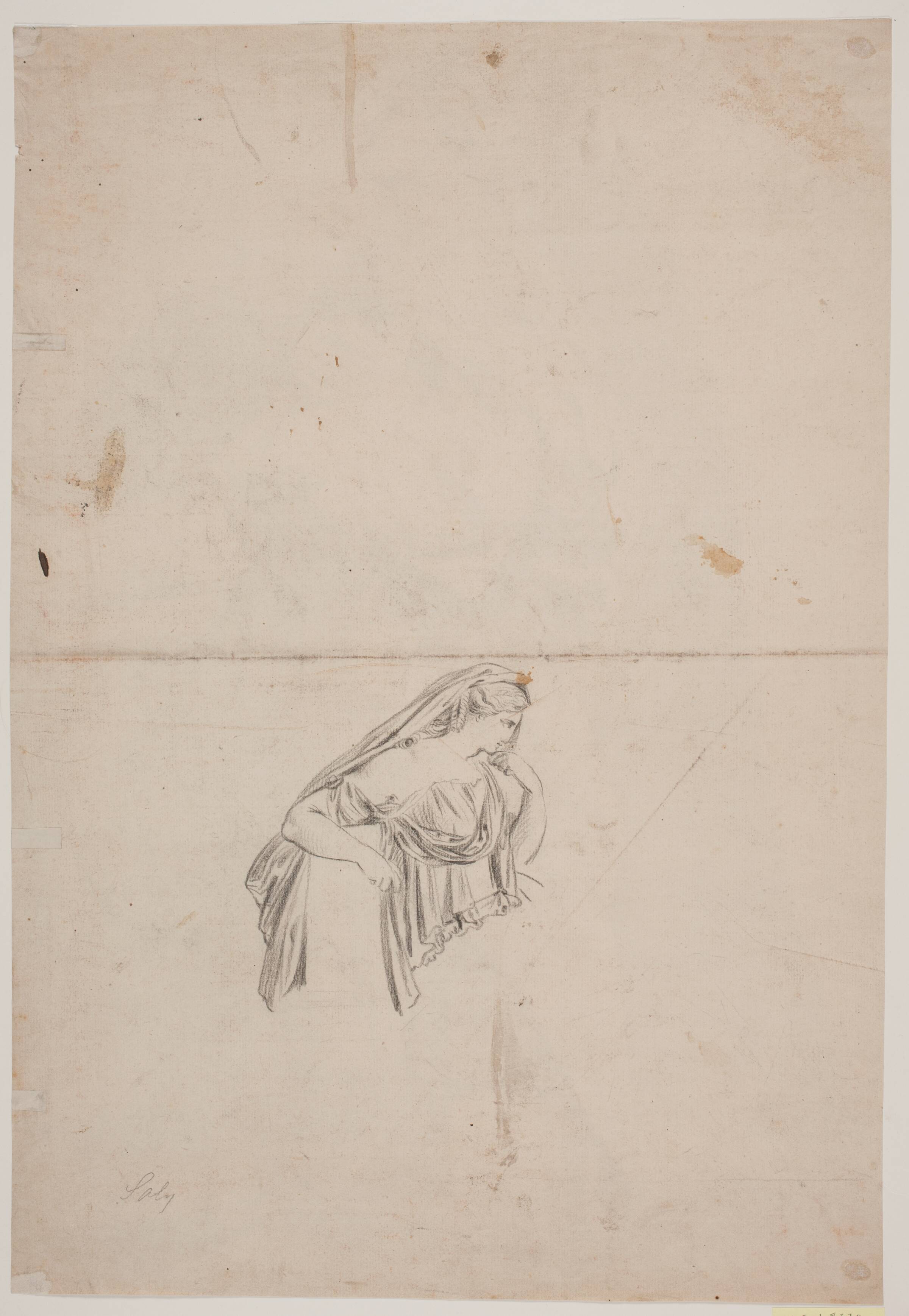 Studie til sørgende kvindefigur, Jacques François Joseph Saly, 1717-1776