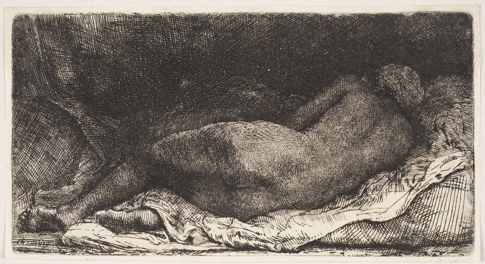 Black African girl lying down, by Rembrandt van Rijn, 1658