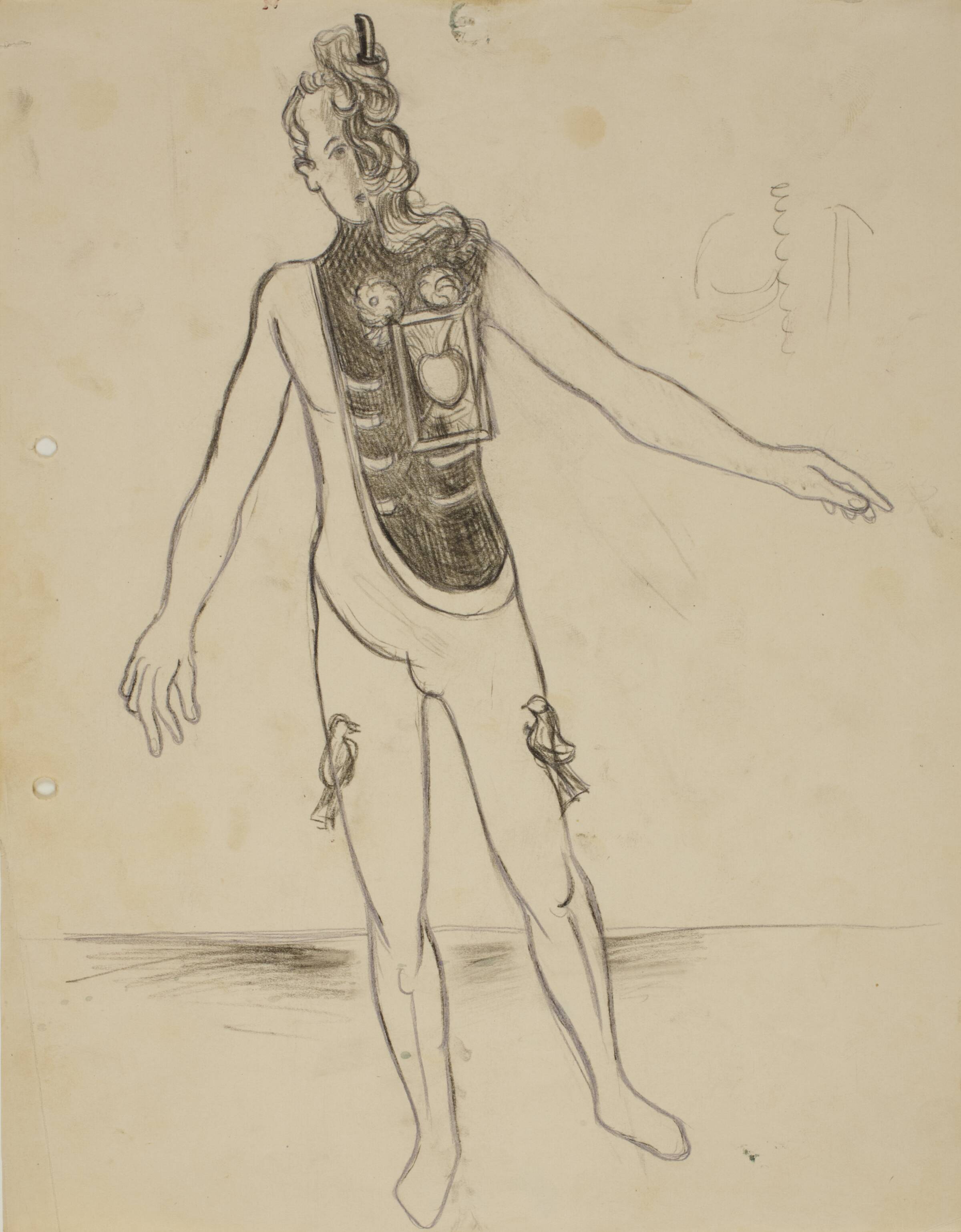 Kærlighedens triumf. Kostumeskitse til Manden, Elskeren, Wilhelm Freddie, 1940