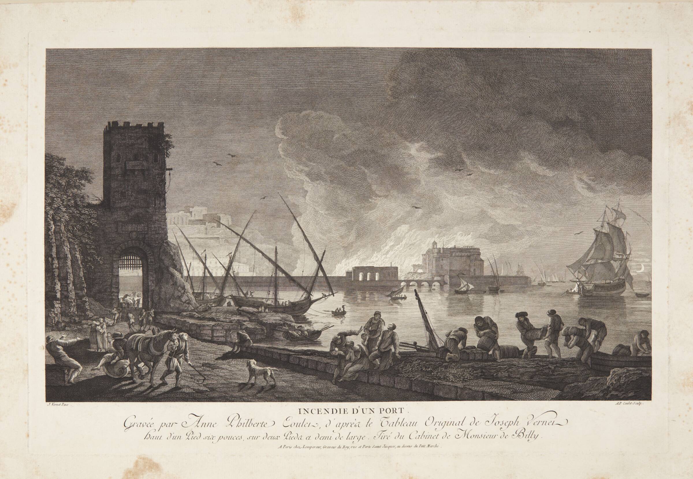 Incendie d'un port, Anne Philiberte Coulet, 1769