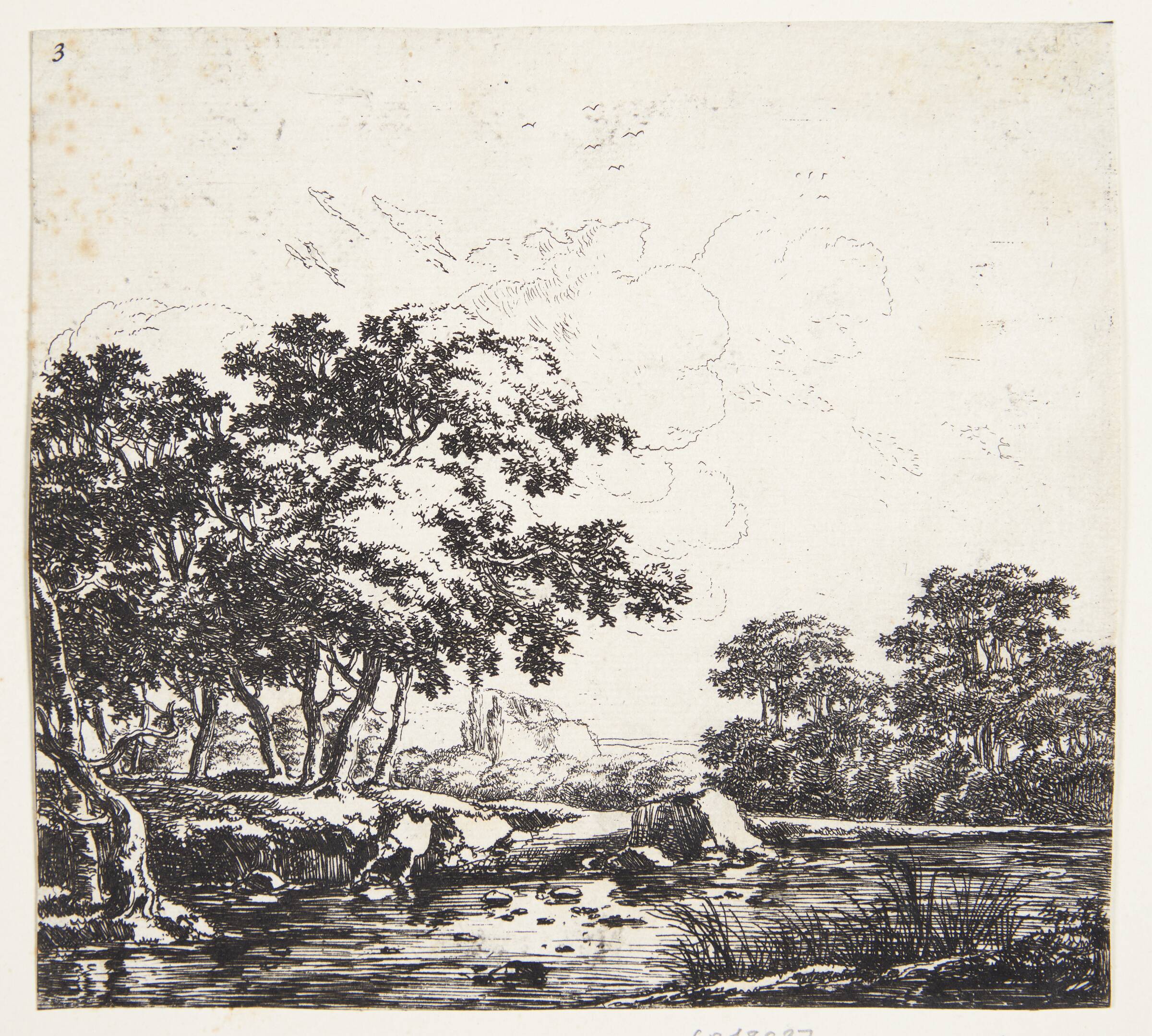 Flod i et skovrigt landskab, Herman Naiwincx, 1623-1670