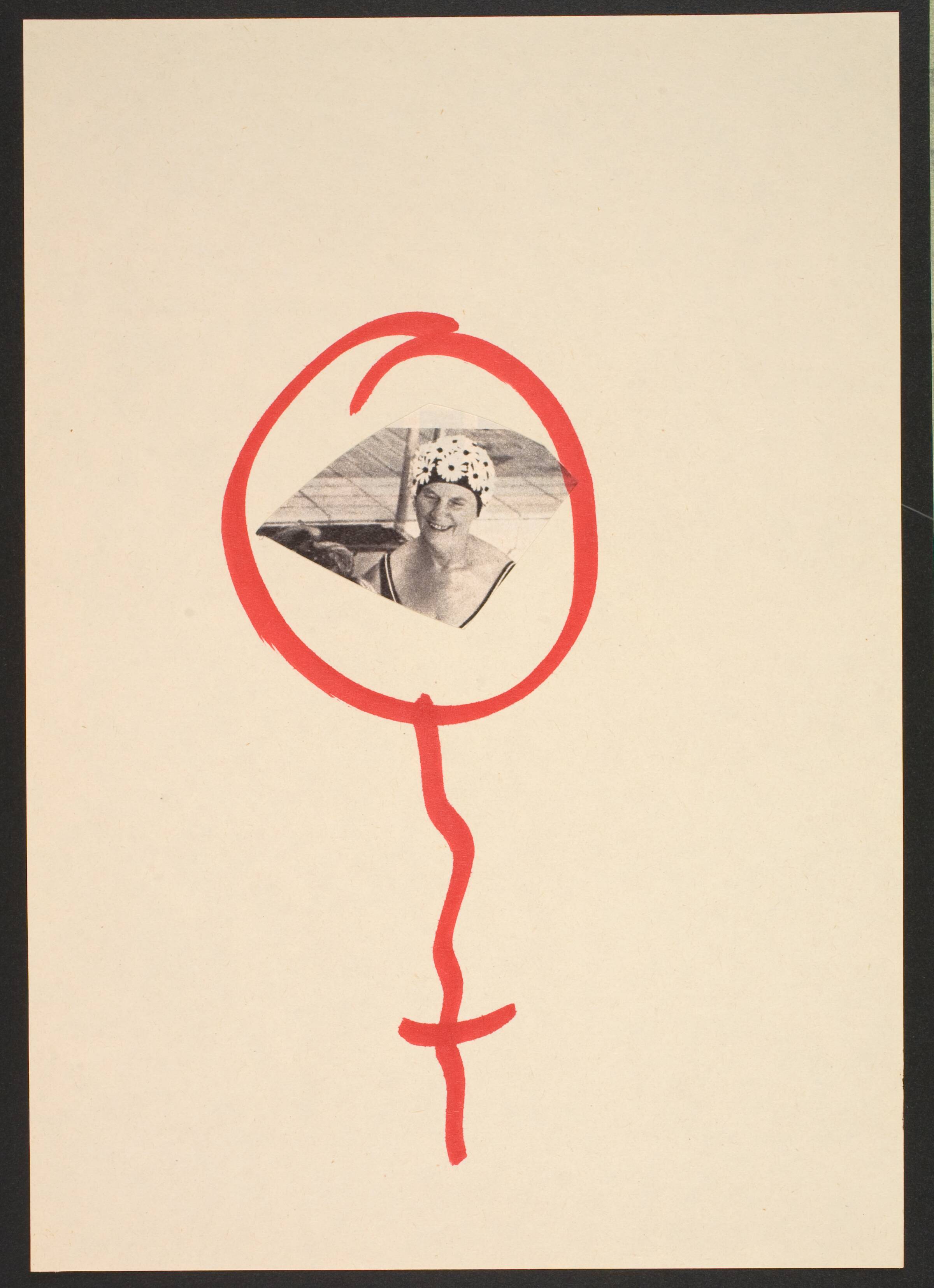 Udklip på papir med kvindetegnet, Lene Adler Petersen, 1974
