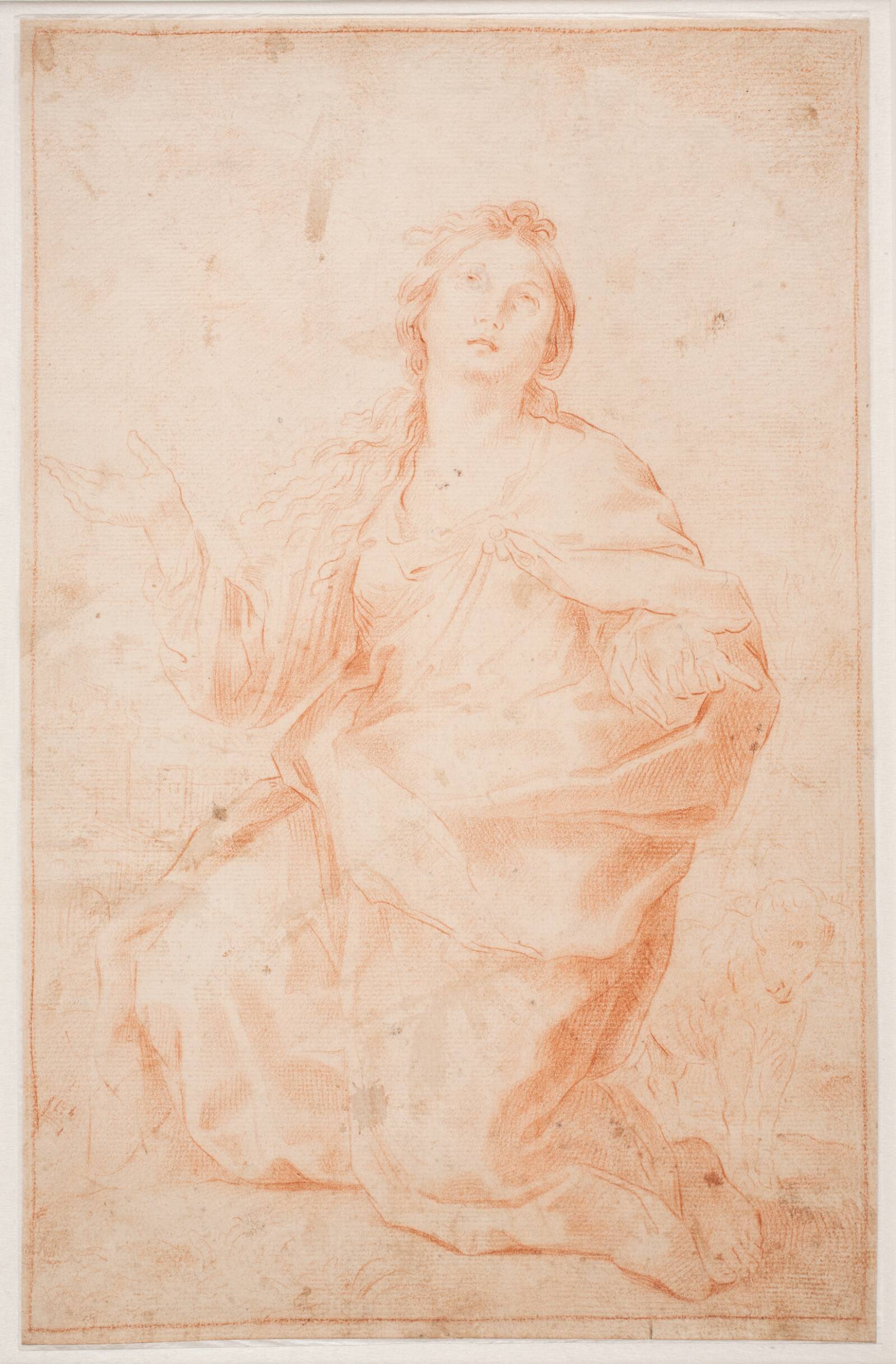 Den hellige Agnes knælende, Hendrik Krock, 1671-1738