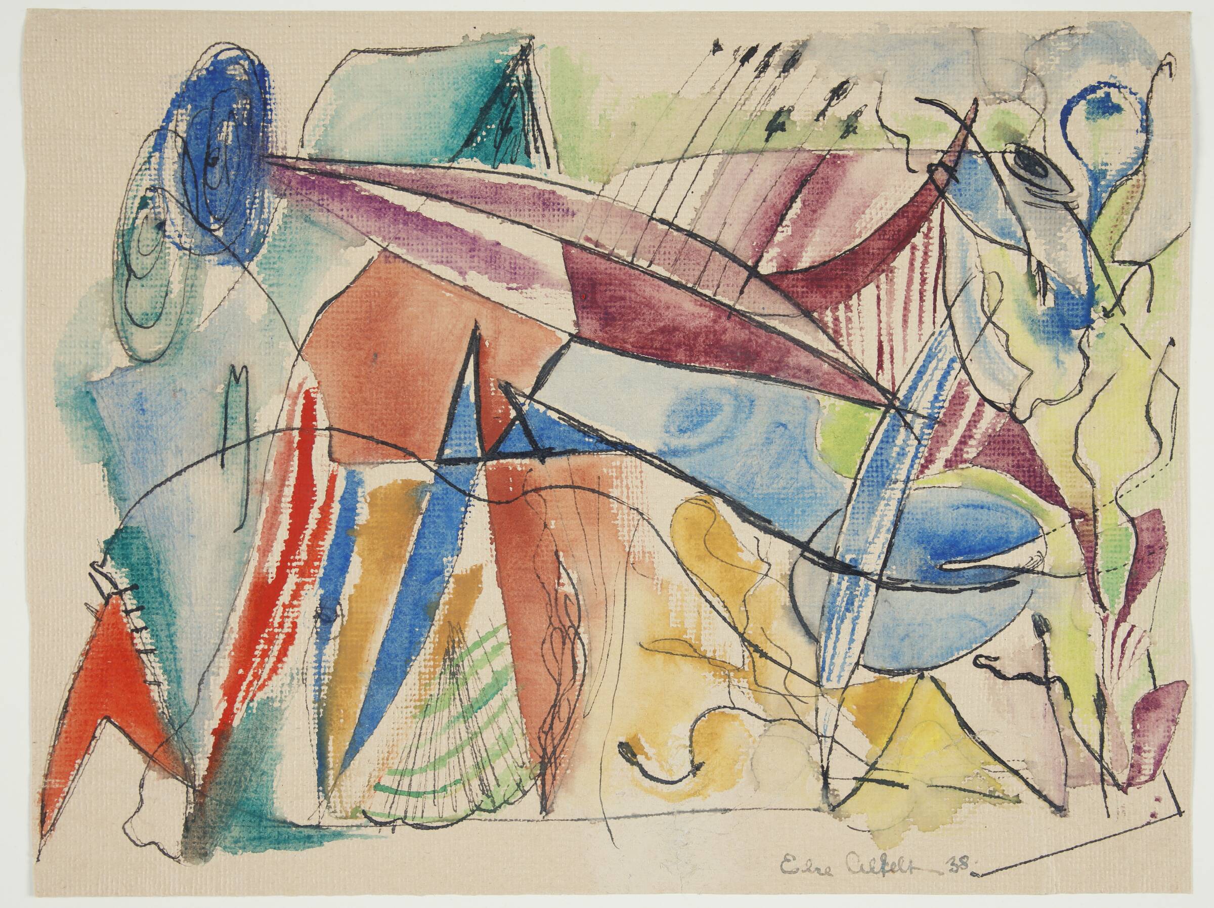 Abstrakt komposition, Else Alfelt, 1938