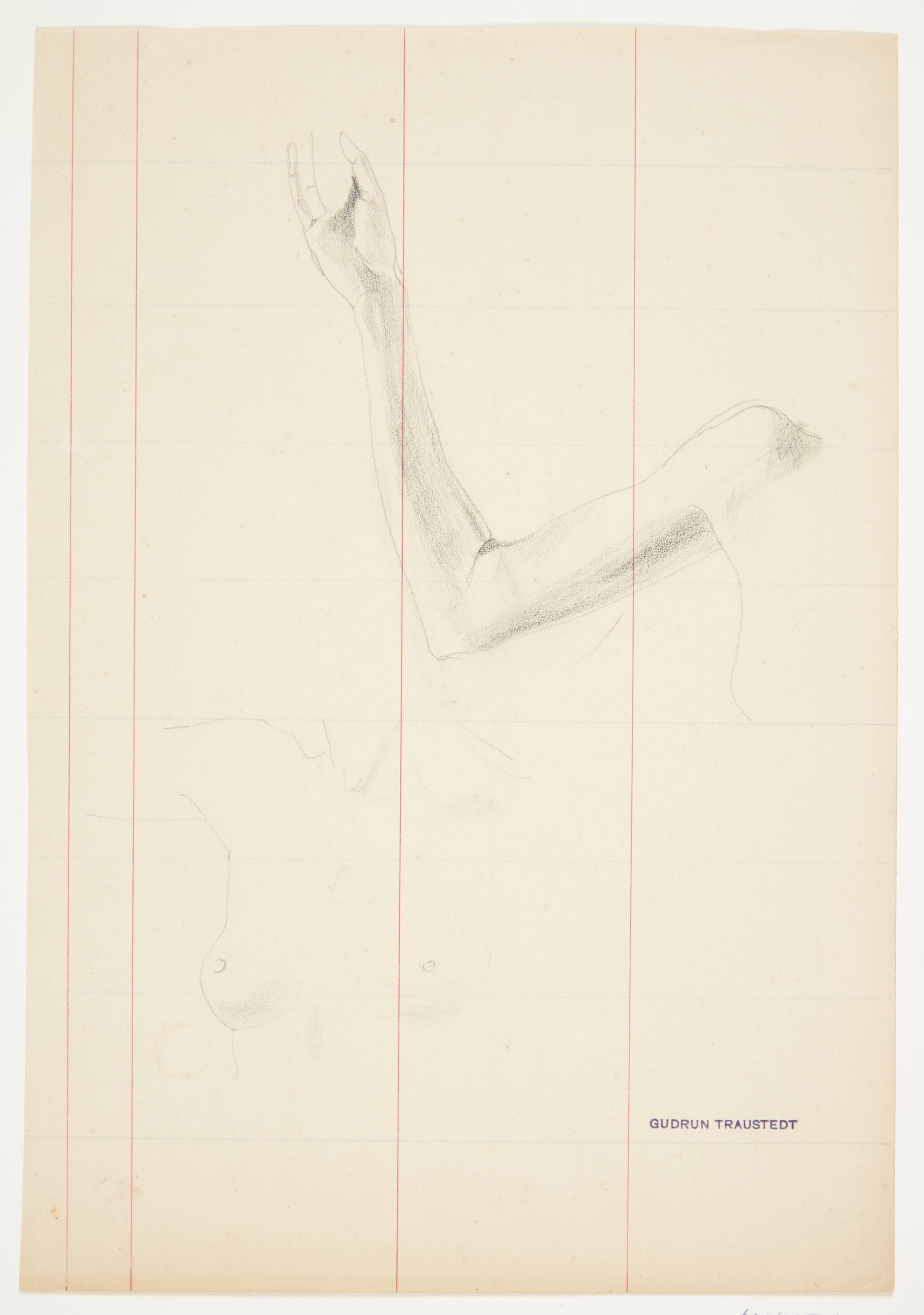 Studier af en kvindes arm og overkrop, Traustedt, Gudrun, 1915-1924