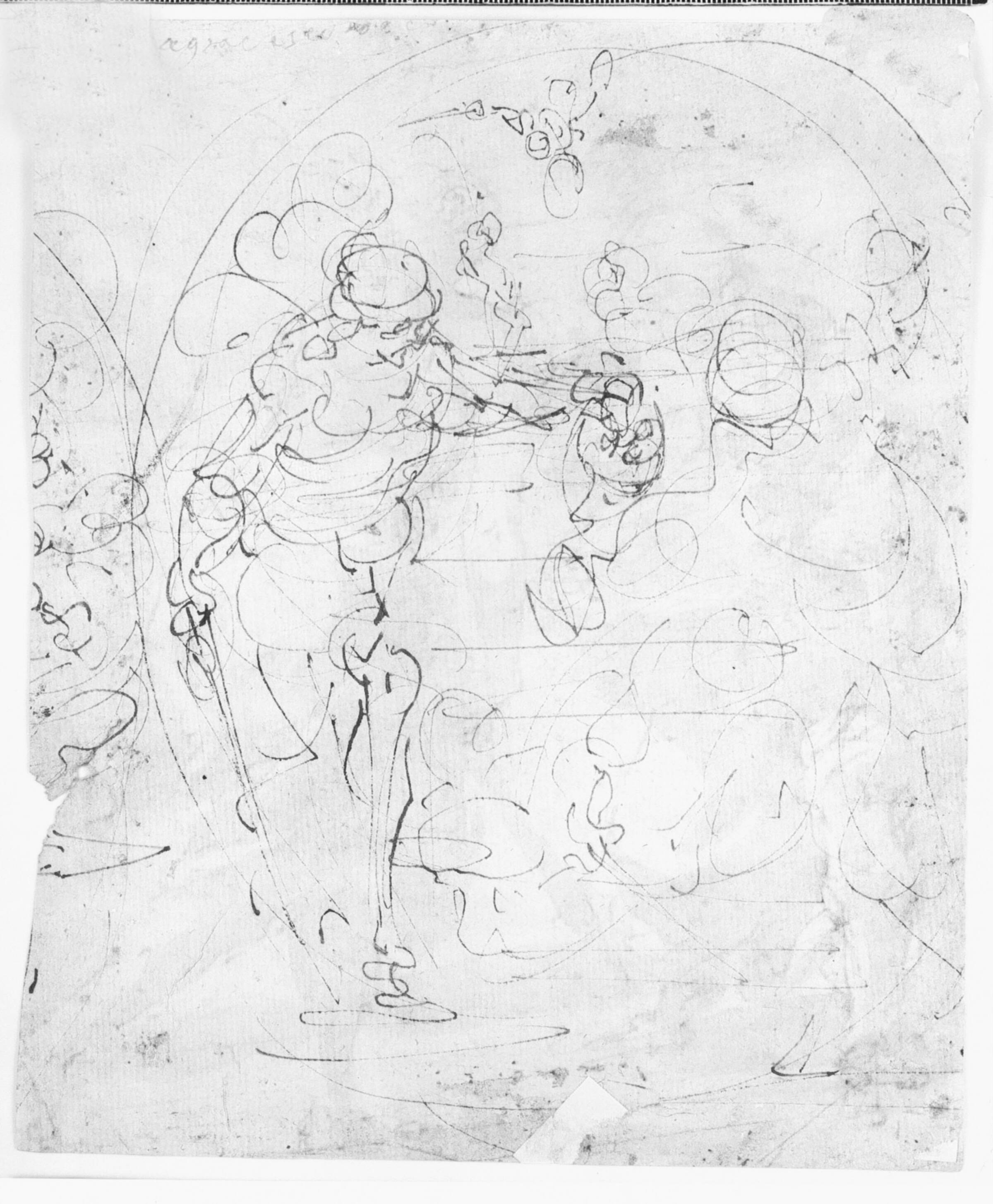 En halshugning, indfældet i en oval, fragment af en anden scene i en oval, Giulio Benso, 1592-1668