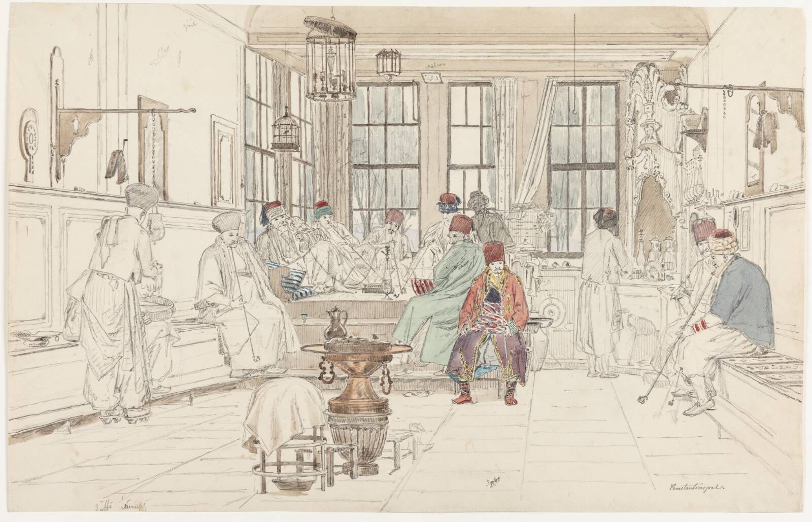 Det indre af en tyrkisk café, Martinus Rørbye, 1836