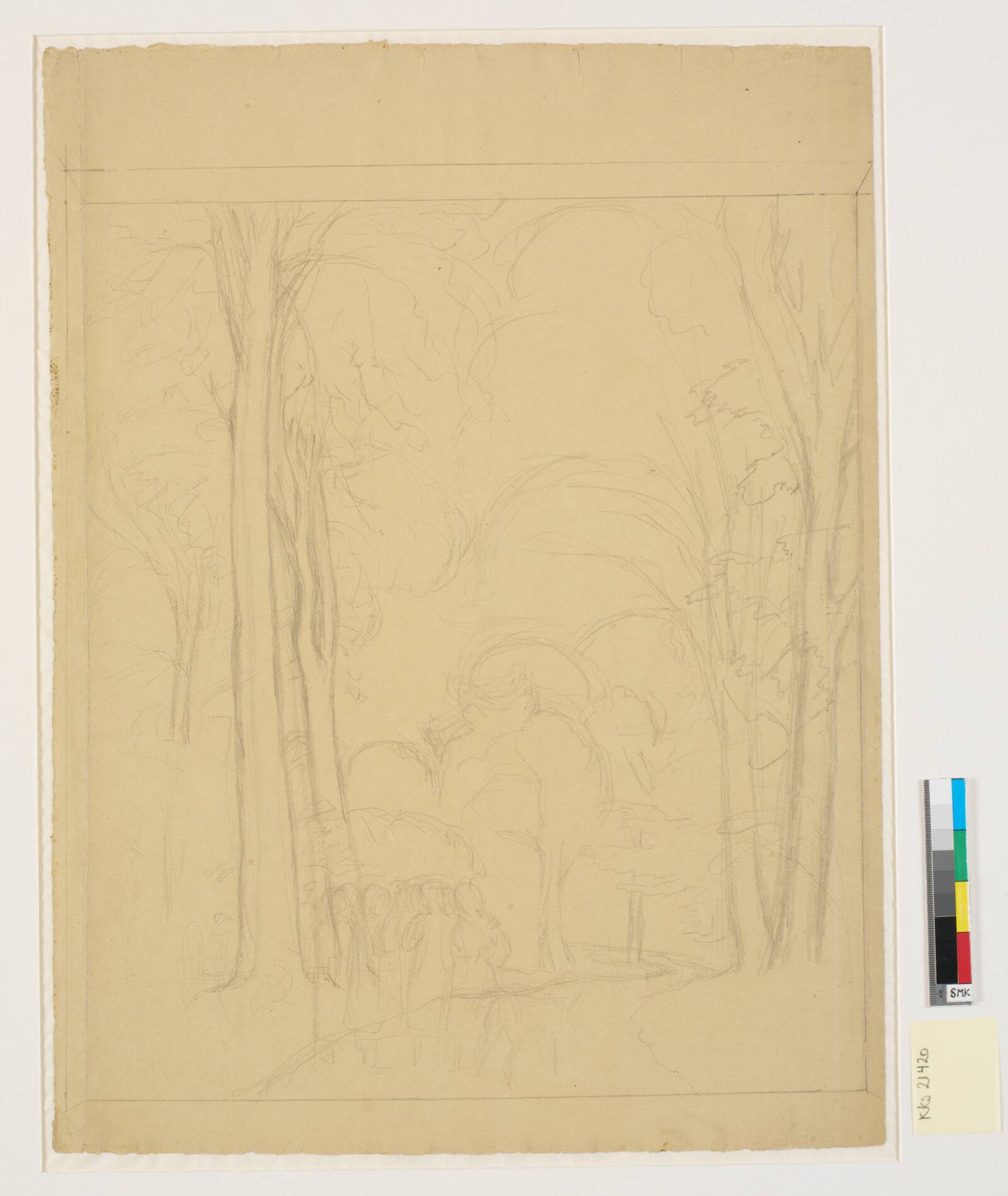 Studie til "Bøgeskov i maj"., P.C. Skovgaard, 1855-1858
