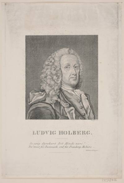 Ludvig Holberg. Illustration til "Holbergiana, Smaa-skrivter af og om Ludvig Holberg", 1832-35
