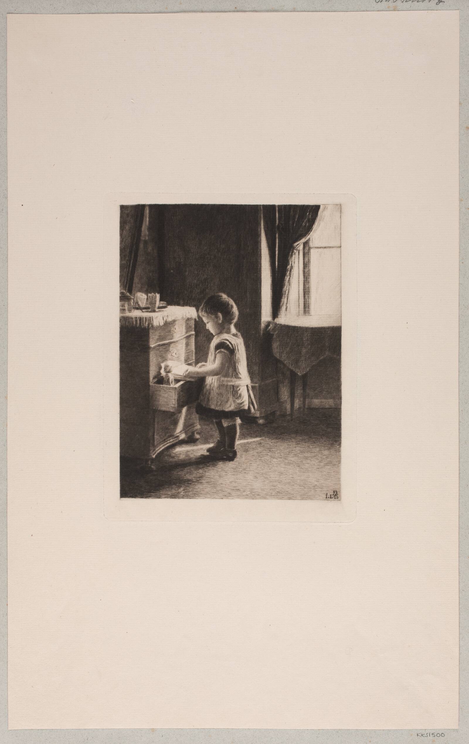 Interiør med barn, John Lübschitz, 1893