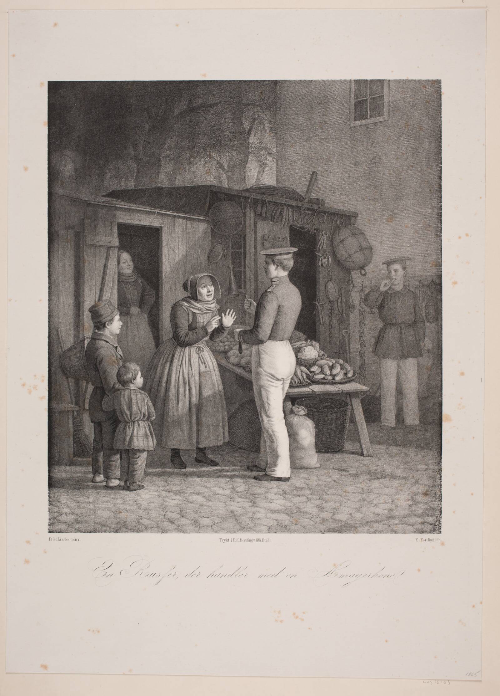 En russer, der handler med en amagerkone, Edvard Fortling, 1865
