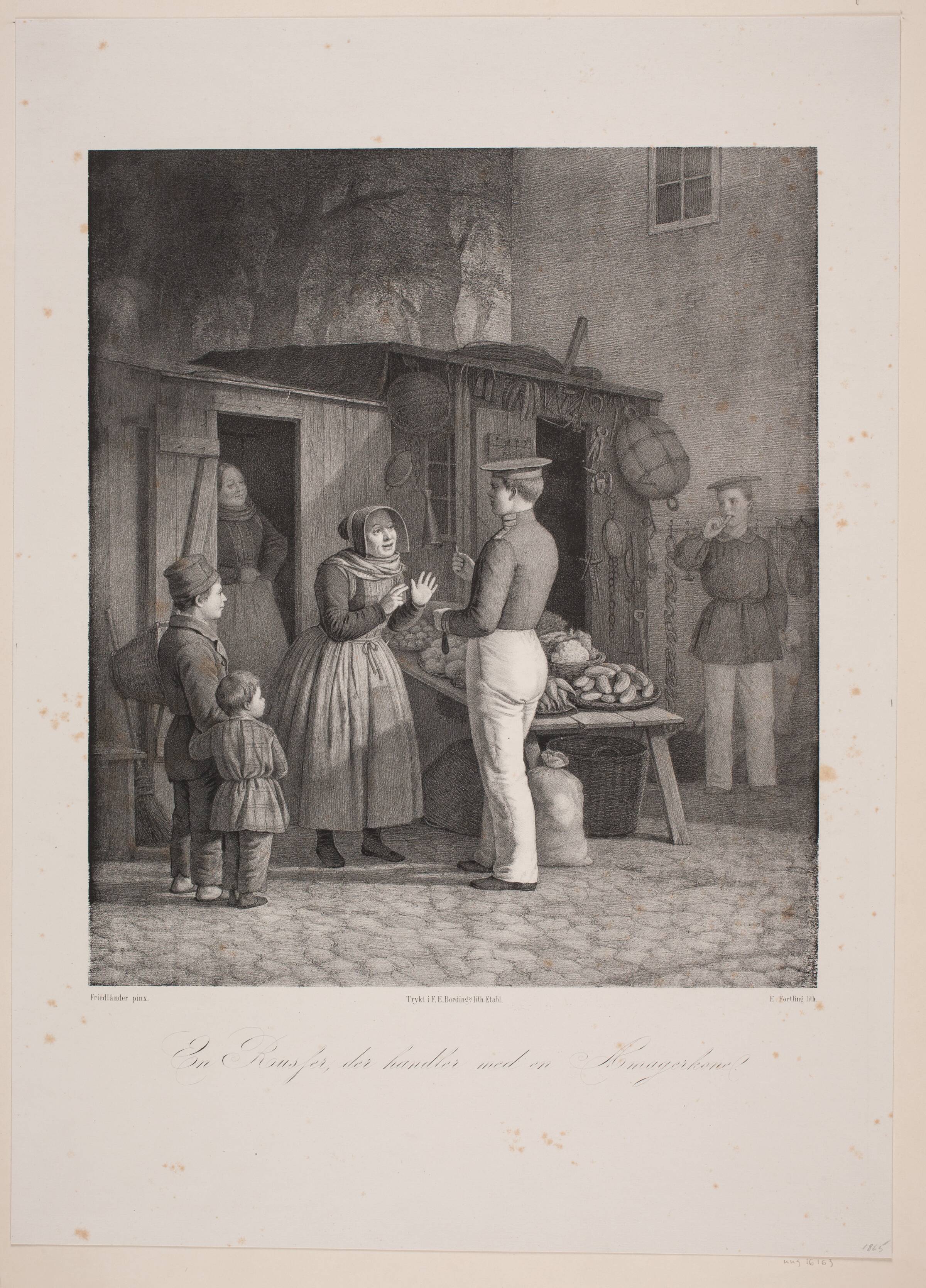 En russer, der handler med en amagerkone, Edvard Fortling, 1865