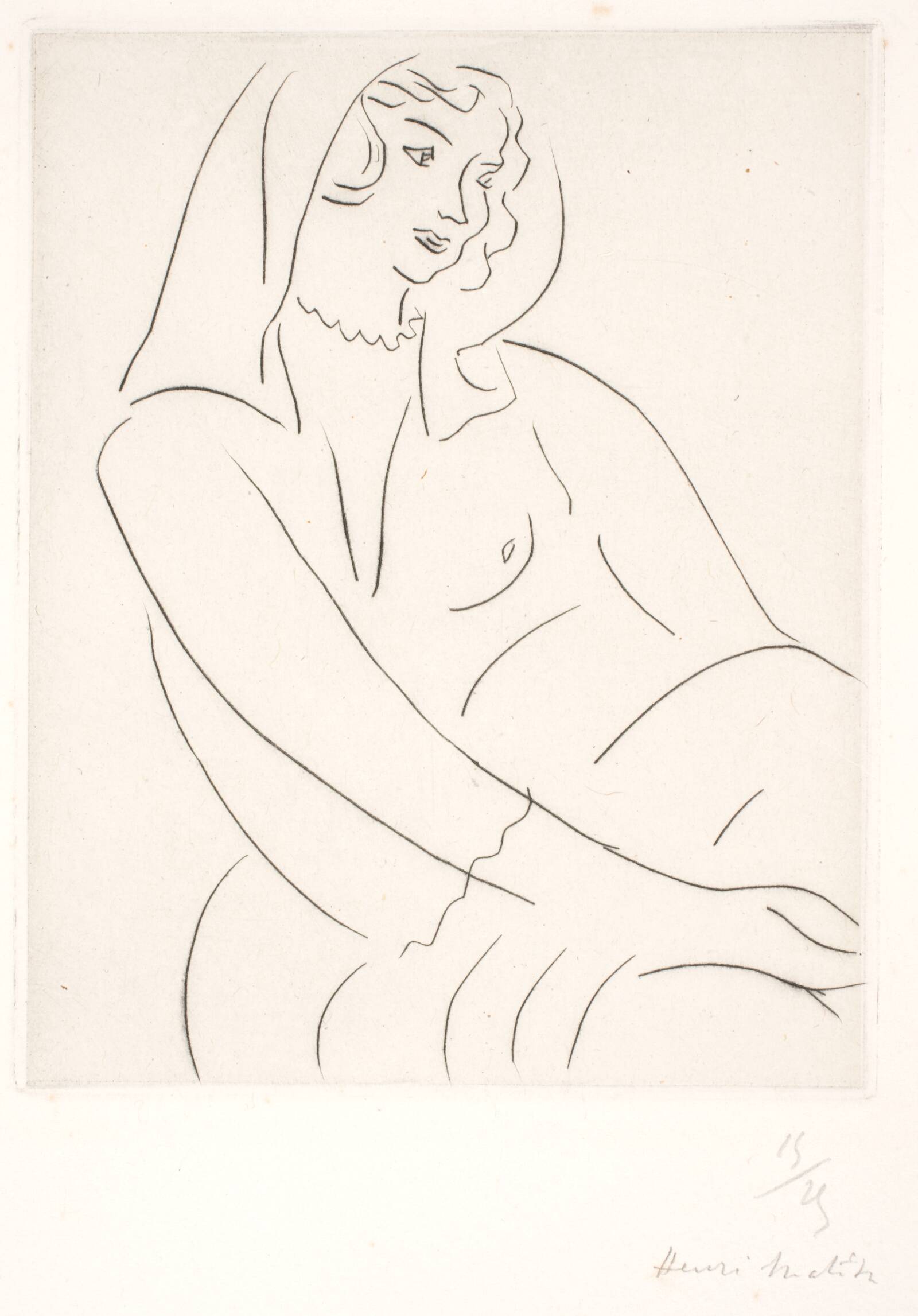 Siddende kvinde med slør, Henri Matisse, 1929