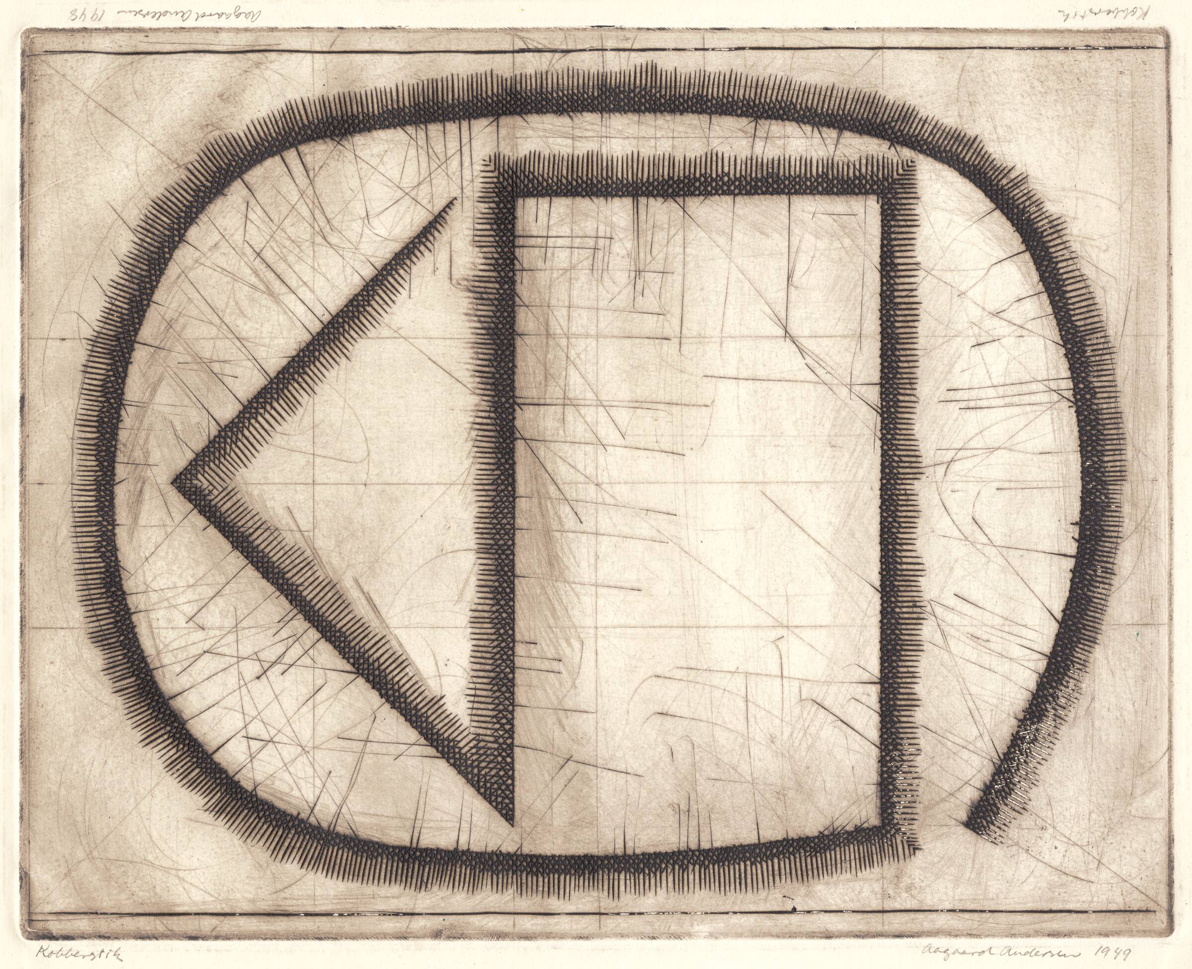 Geometrisk abstraktion."No 1", Gunnar Aagaard Andersen, 1949