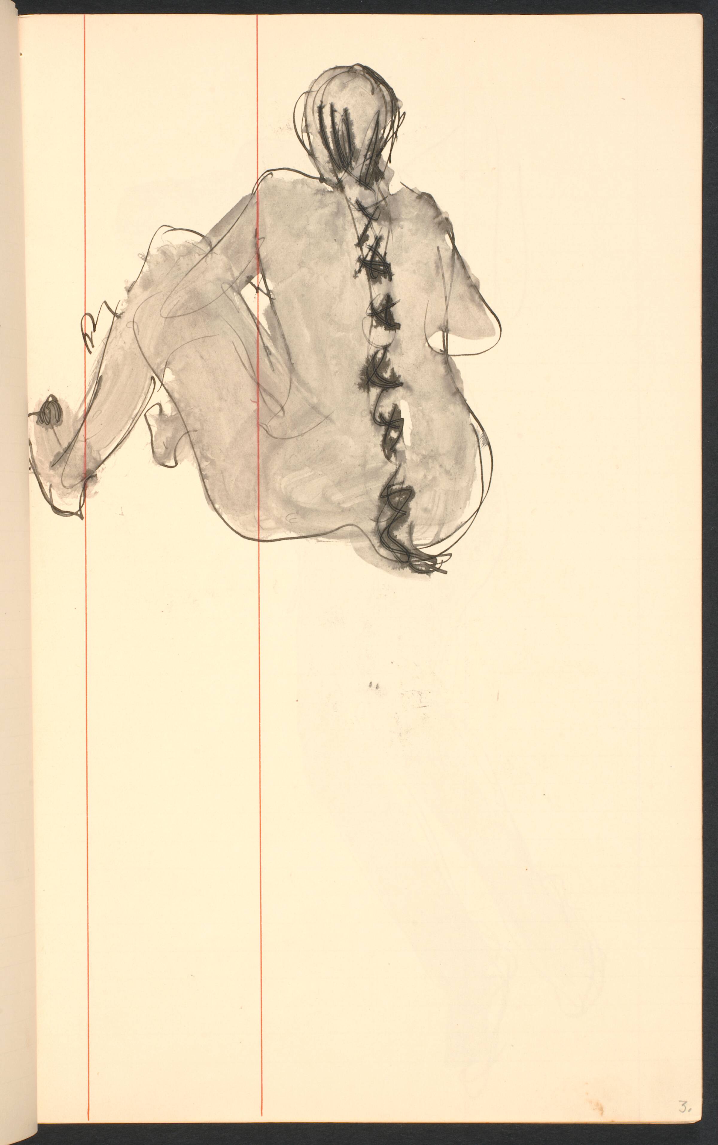 Siddende model, nøgen, Gottfred Eickhoff, 1955