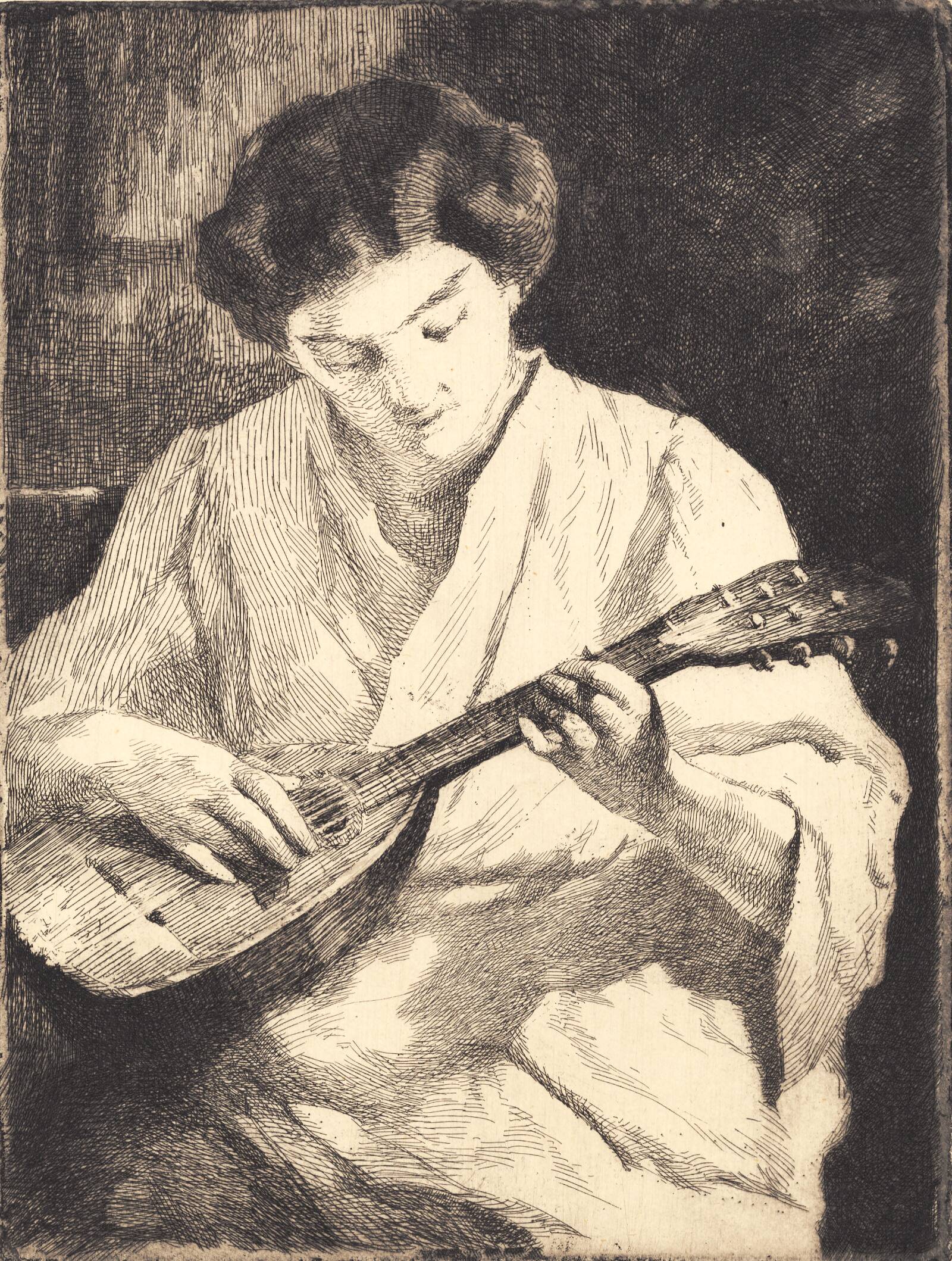 Mandolinspillende dame, Frans Schwartz, 1865-1917