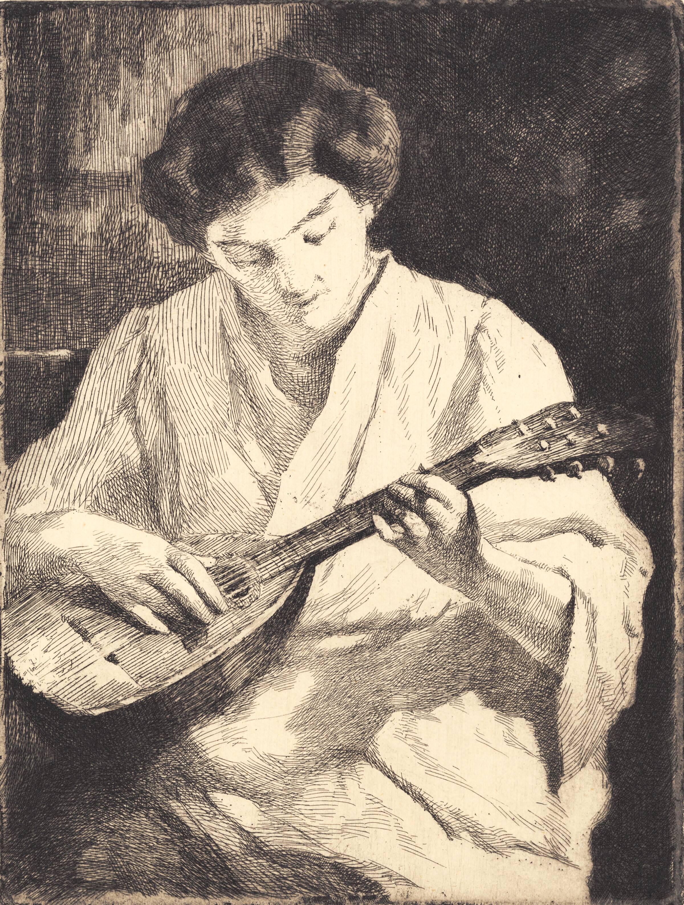 Mandolinspillende dame, Frans Schwartz, 1865-1917