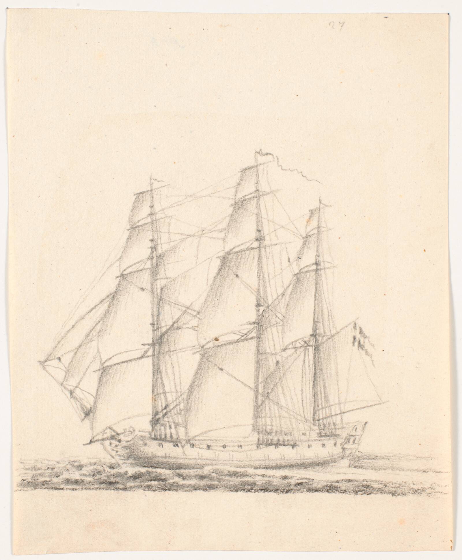 Marineskib for fulde sejl, C.A. Lorentzen, 1746-1828