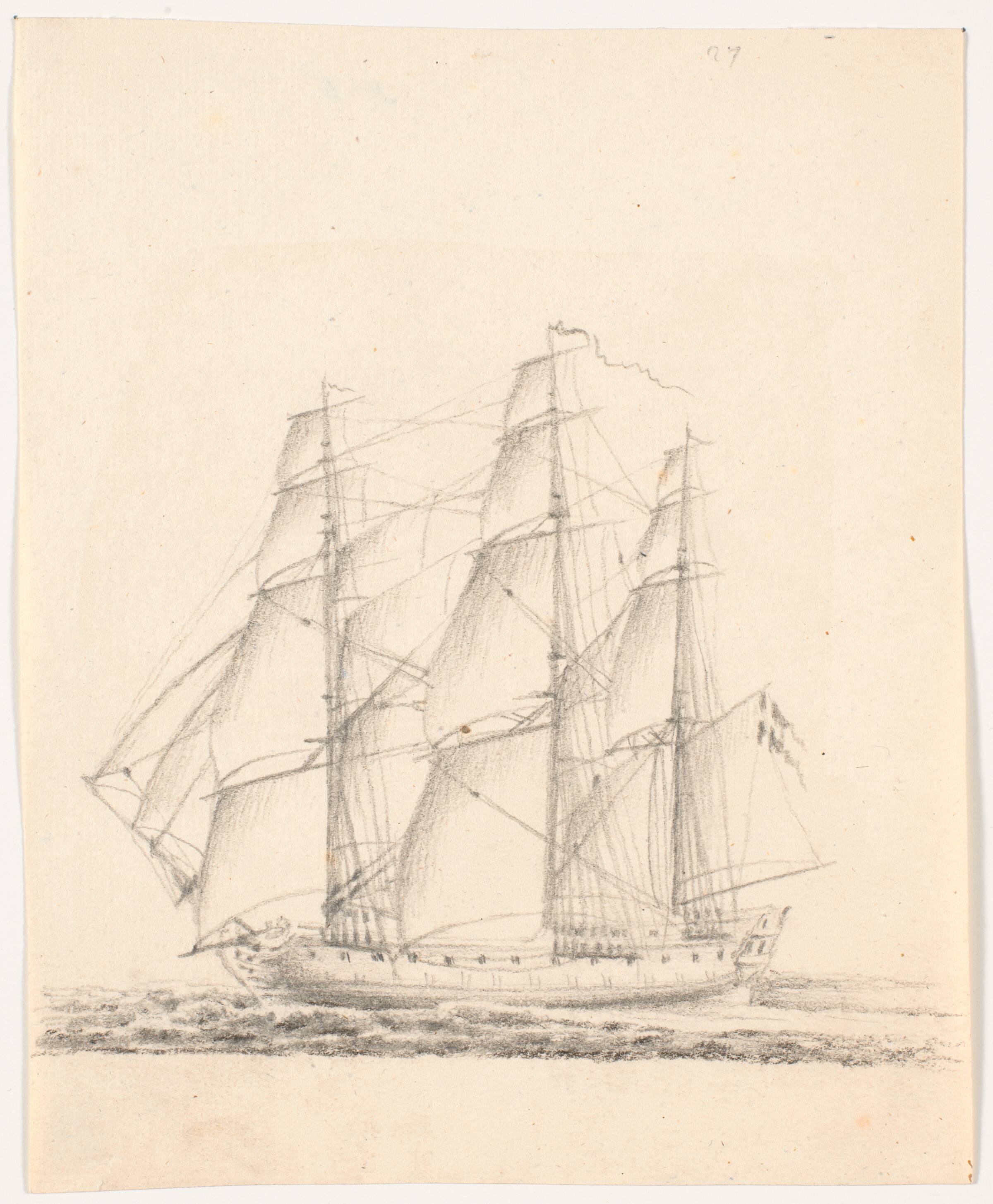 Marineskib for fulde sejl, C.A. Lorentzen, 1746-1828