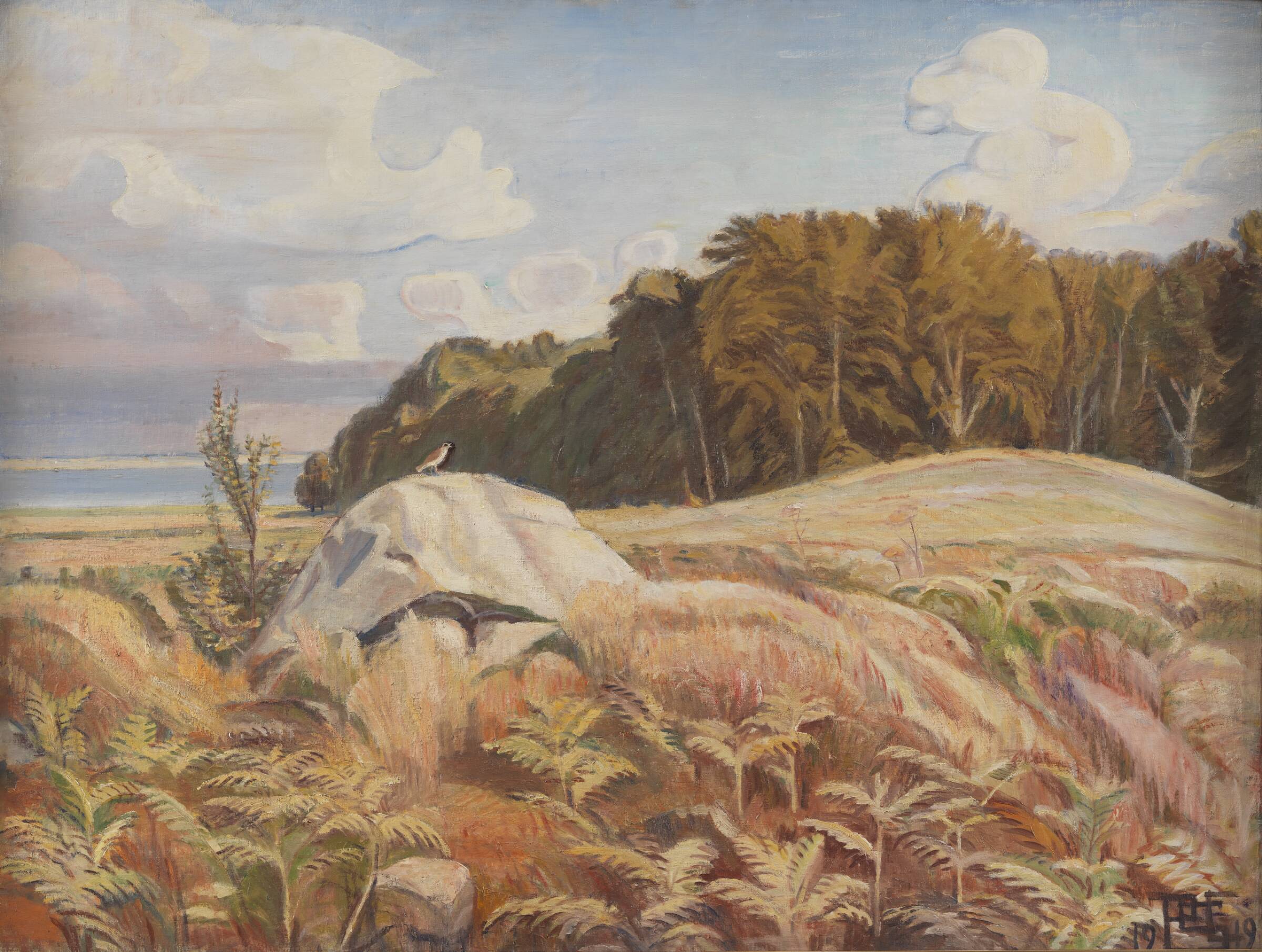 Stendysse i udkanten af skoven. Dyrnæs, Poul S. Christiansen, 1919