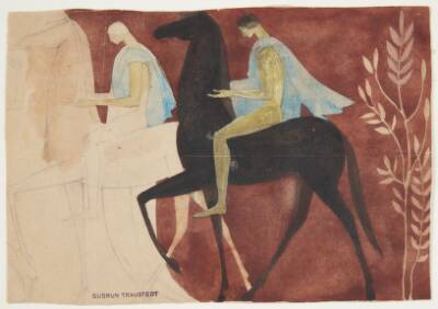 To ynglinge til hest. Udkast til rumudsmykning