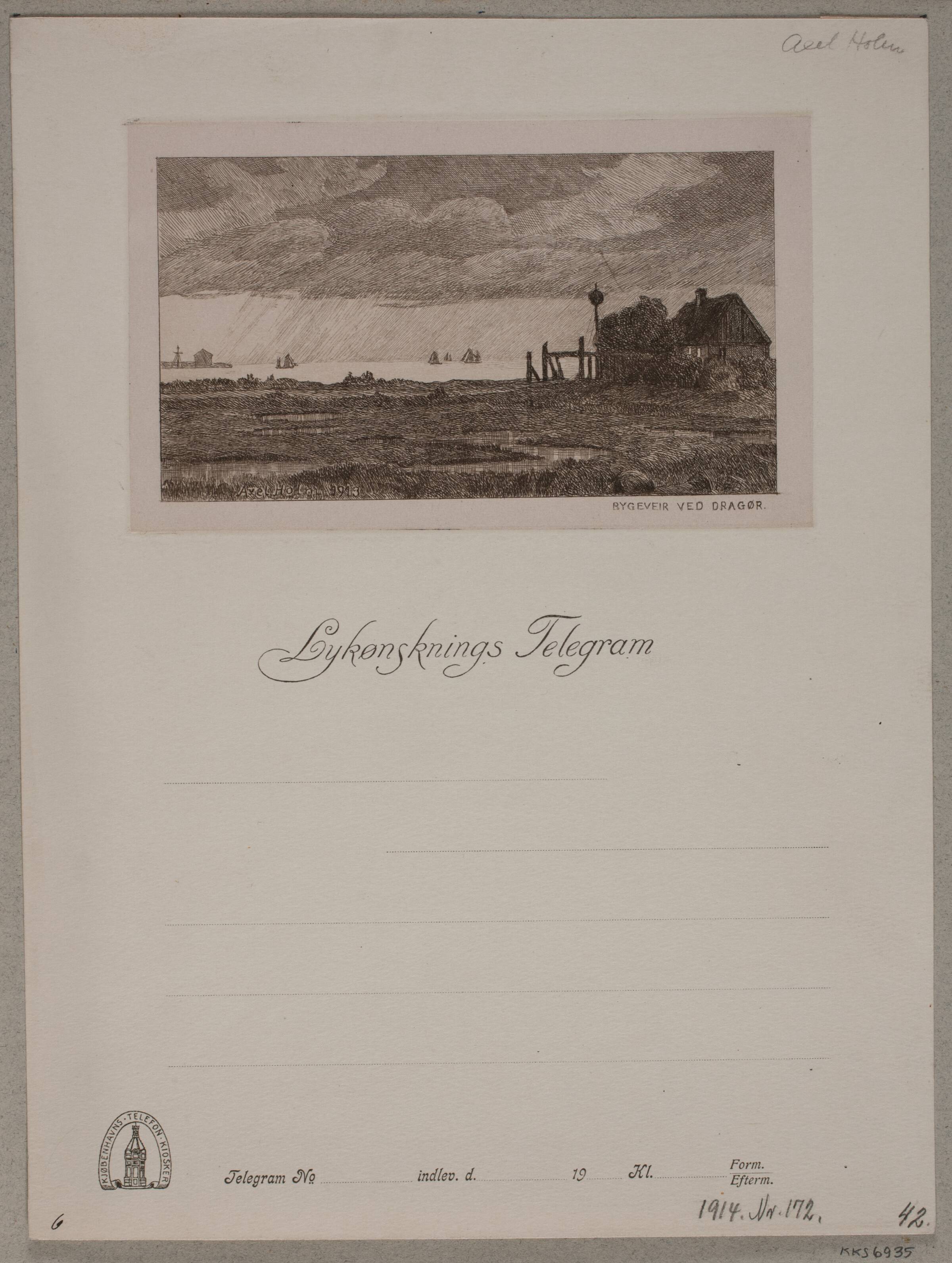 Bygevejr ved Dragør, Axel Holm, 1913