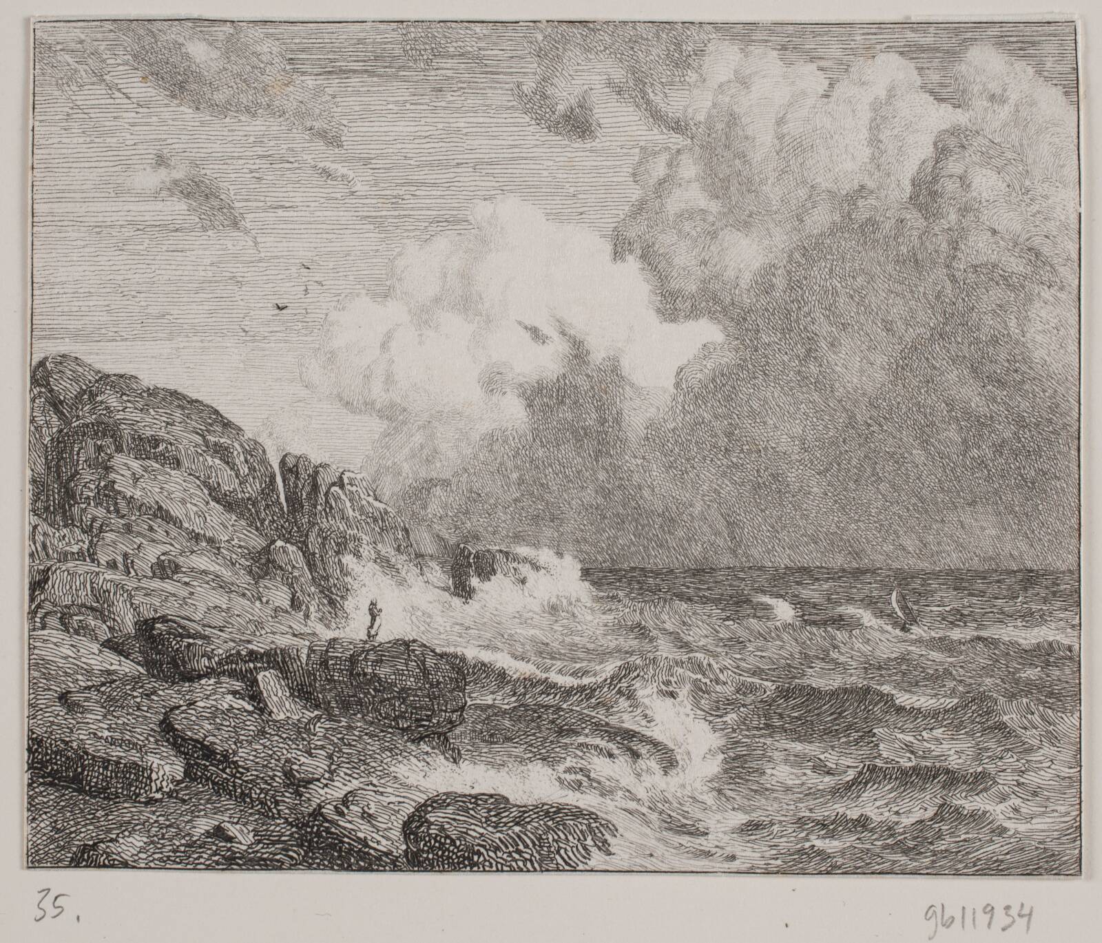 Klippeparti ved Kullen, Hermann Carmiencke, 1850